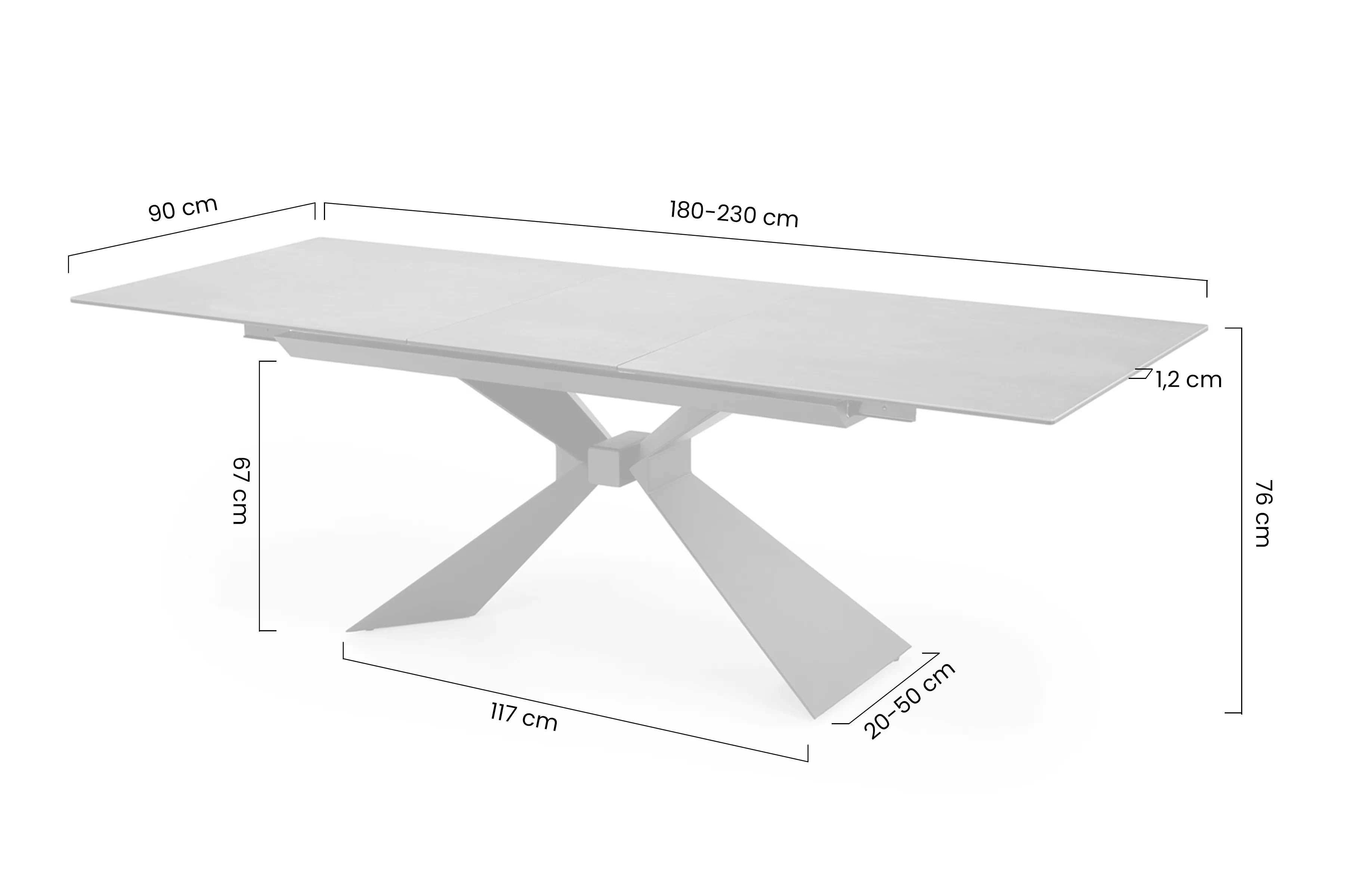 Stôl rozkladany Luciano 180x230x90 cm - Modrý mramor / Čierny