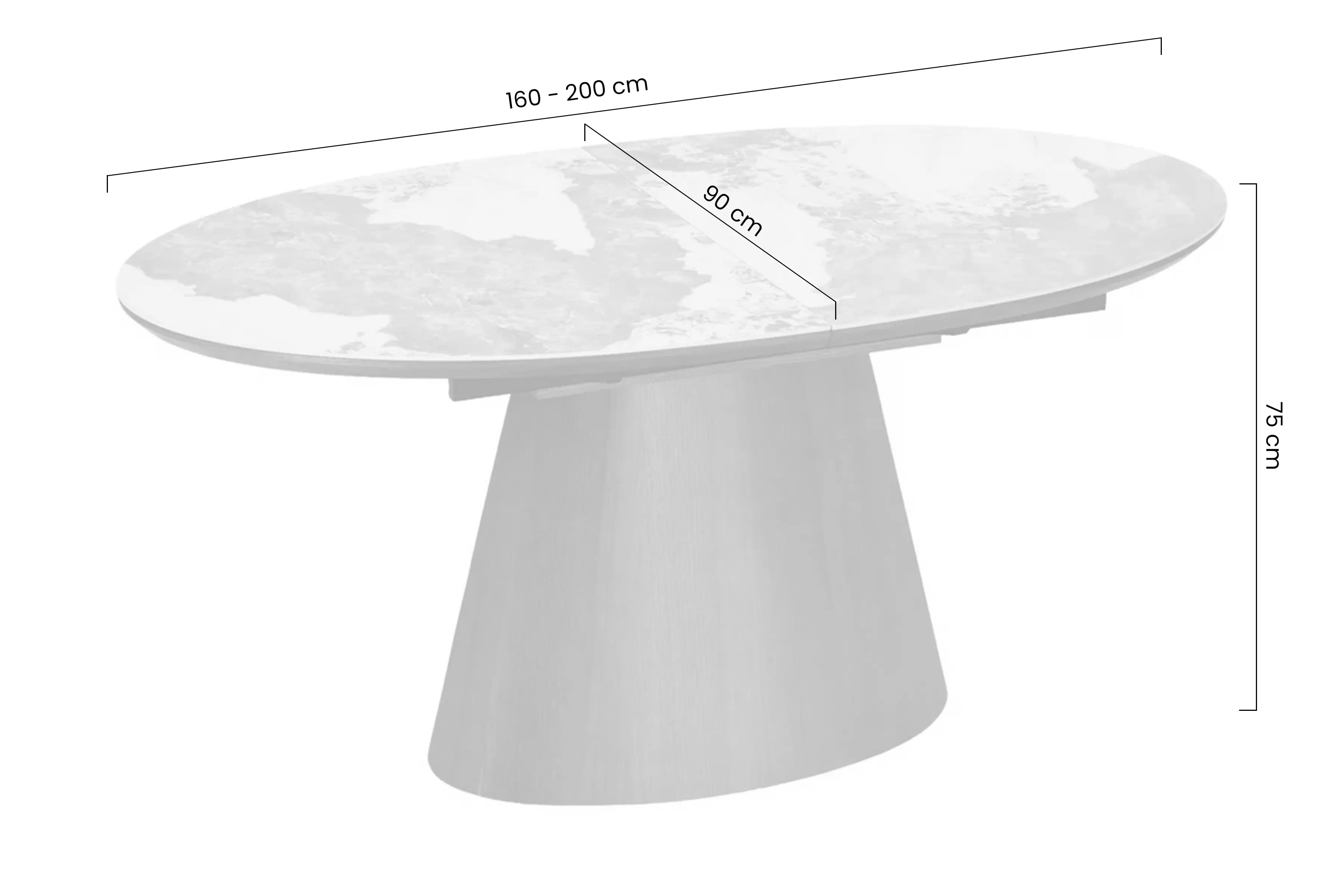 Stôl rozkladany Lurta 160-200x90 cm ceramiczny - Biely mramor / Tmavý orech