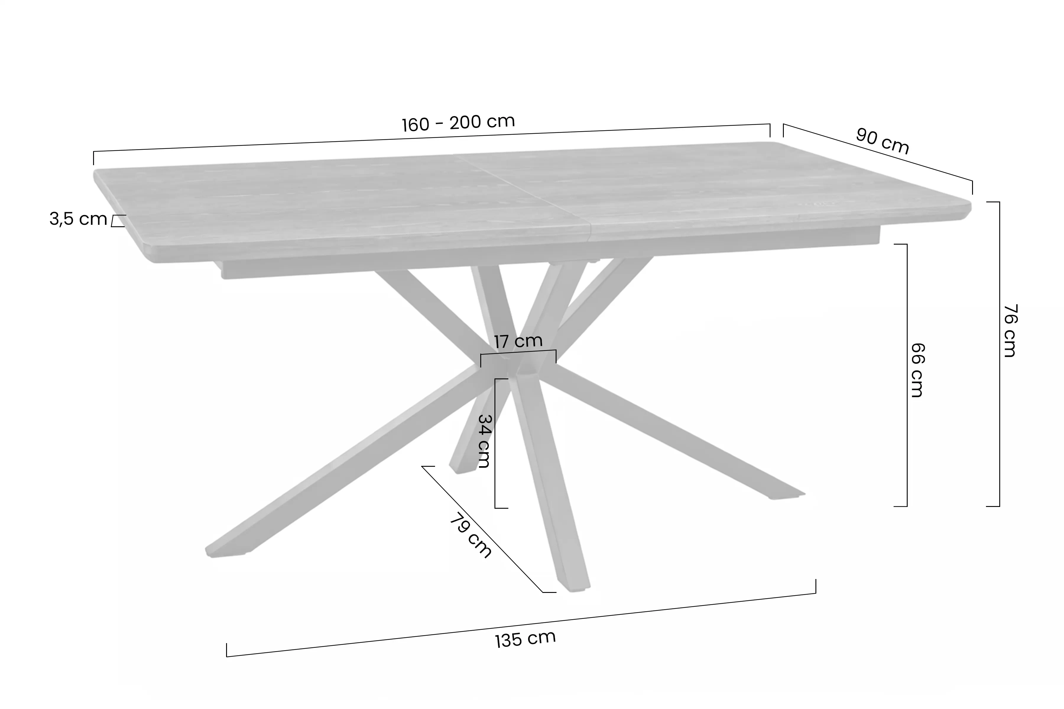 Stôl rozkladany Monzari 160-200x90 cm - Tmavý orech / čierny