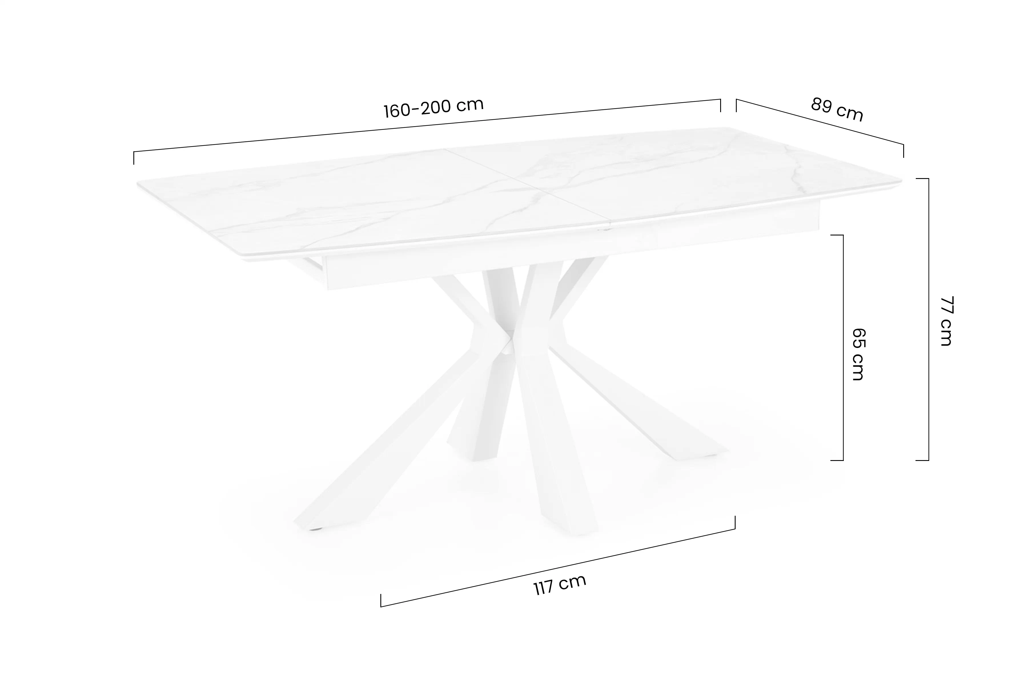 Stôl rozkladany Nolvari 160-200x89 cm - Biely mramor