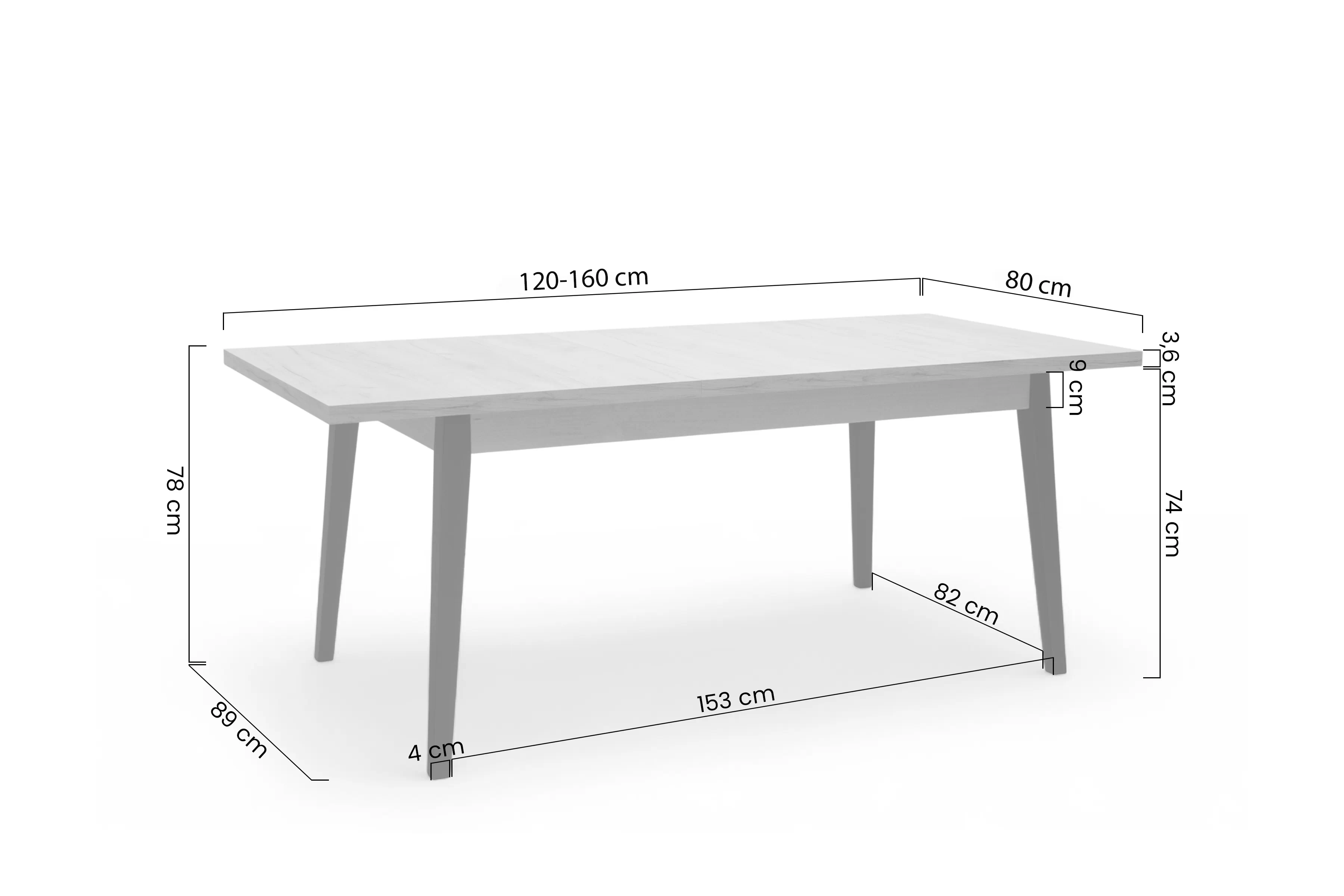 Stôl rozkladany Paris 120-160x80 cm - Dub craft / čierny nožičky
