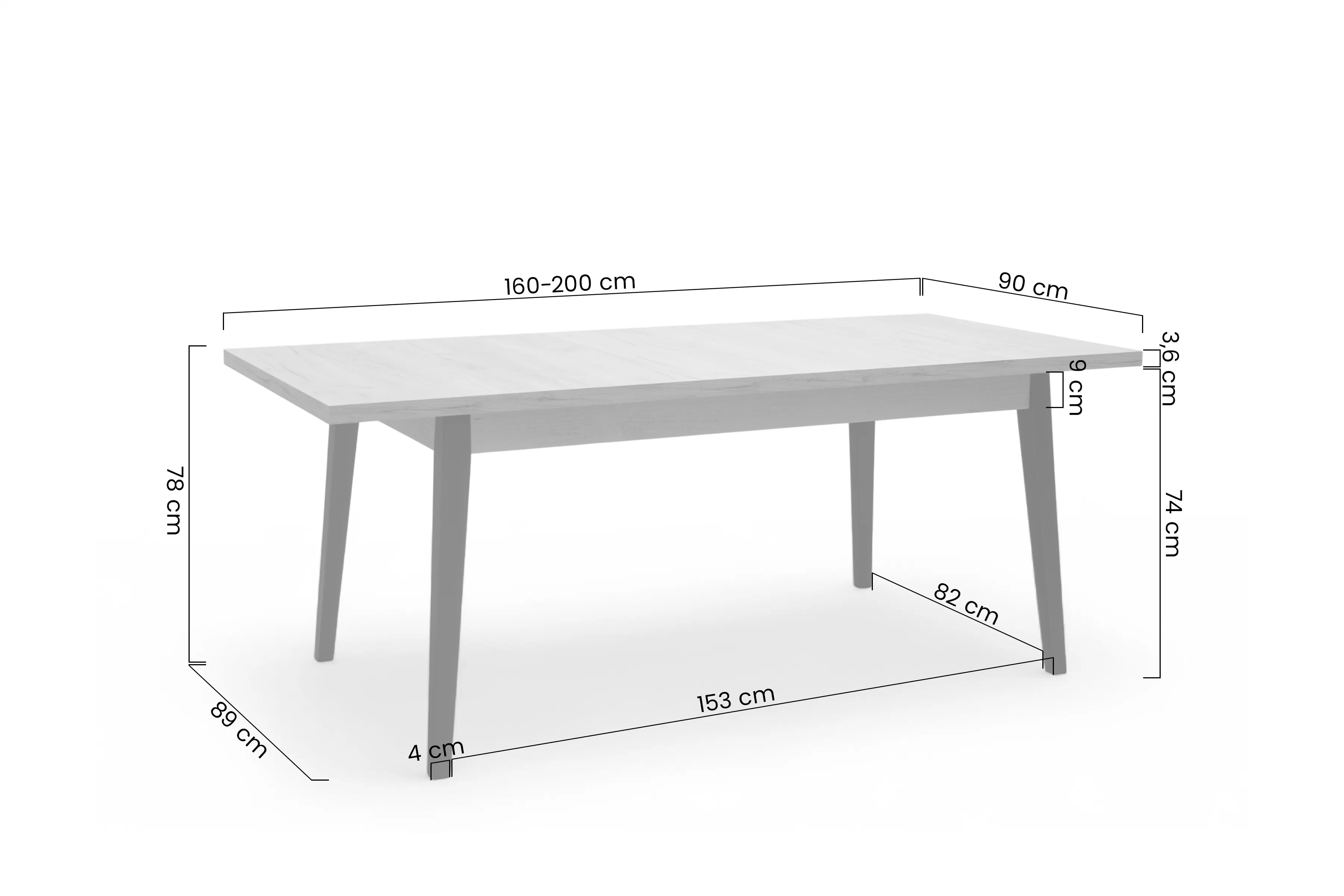 Stôl rozkladany Paris 160-200x90 cm - Dub craft / čierny nožičky