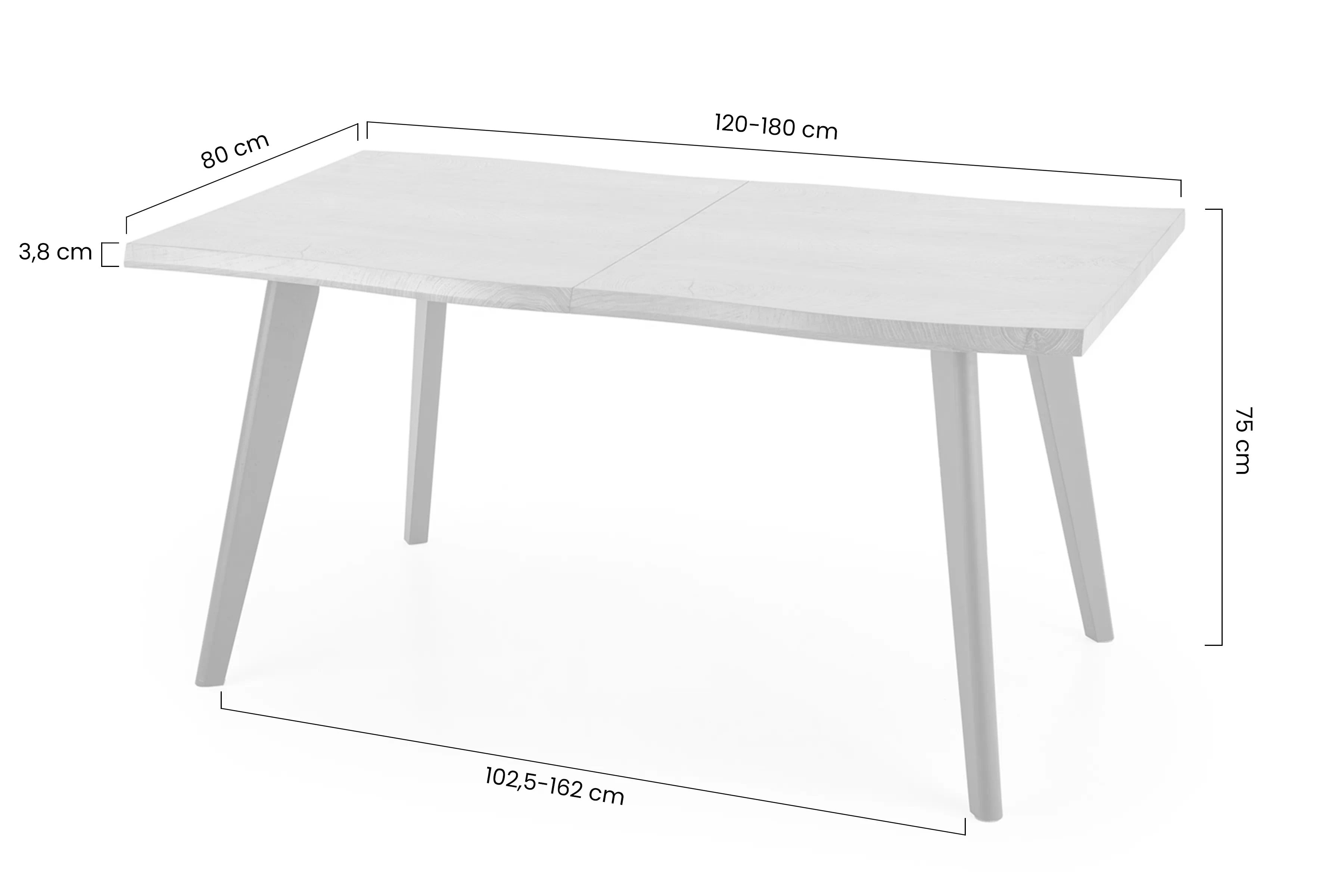 Stôl rozkladany Sanvi 120-180x80 cm - Dub prírodné / Čierny