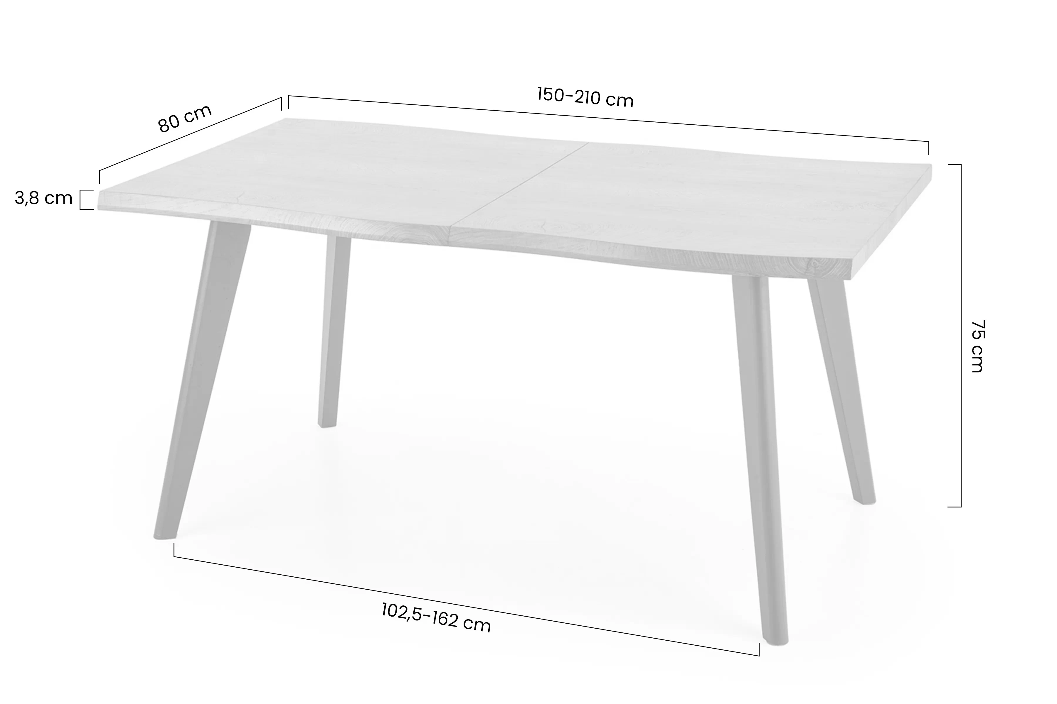 Stôl rozkladany Sanvi 150-210x90 cm - Dub prírodné / Čierny