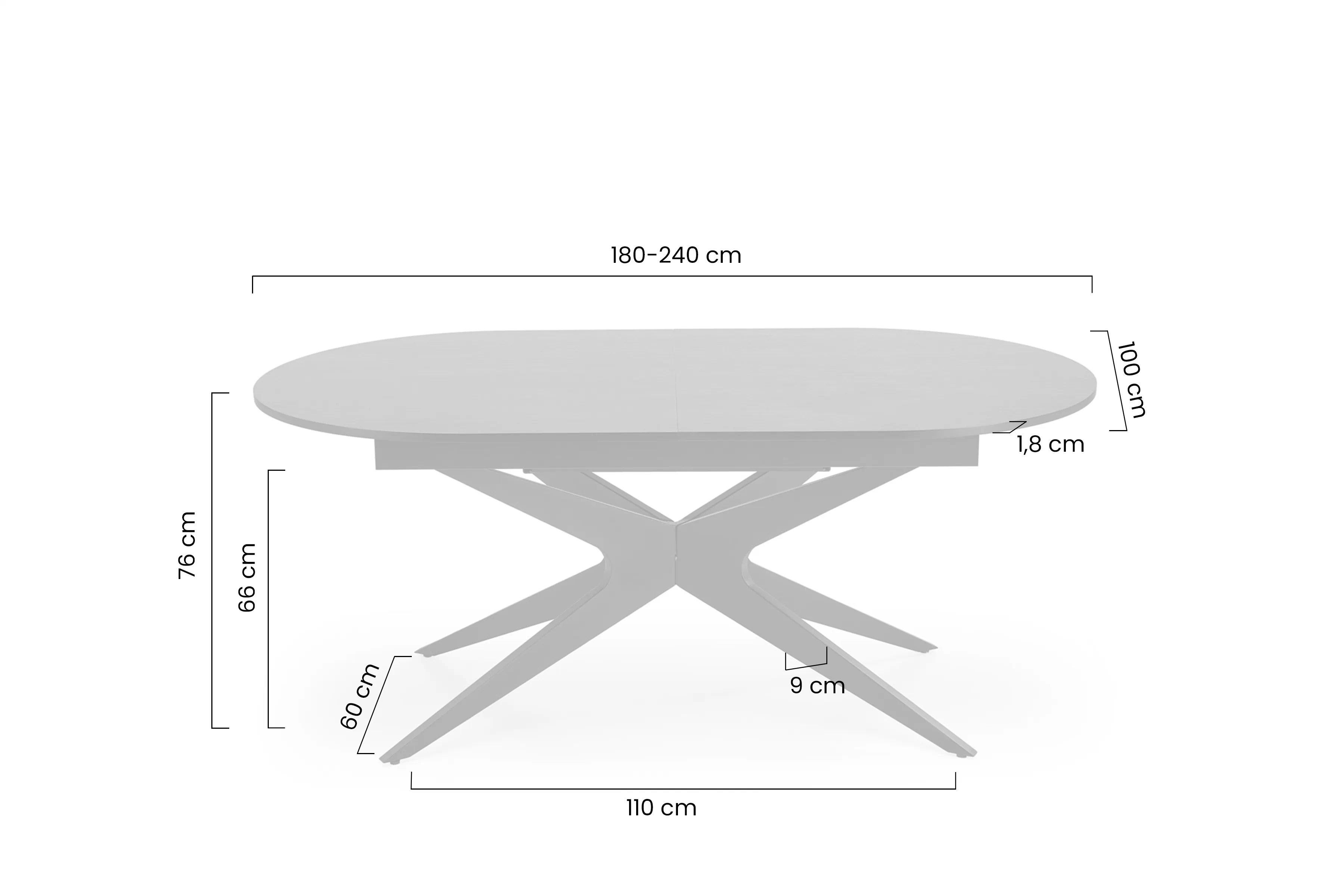 Stôl rozkladany Selvio 180-240 x 100 cm - Čierny