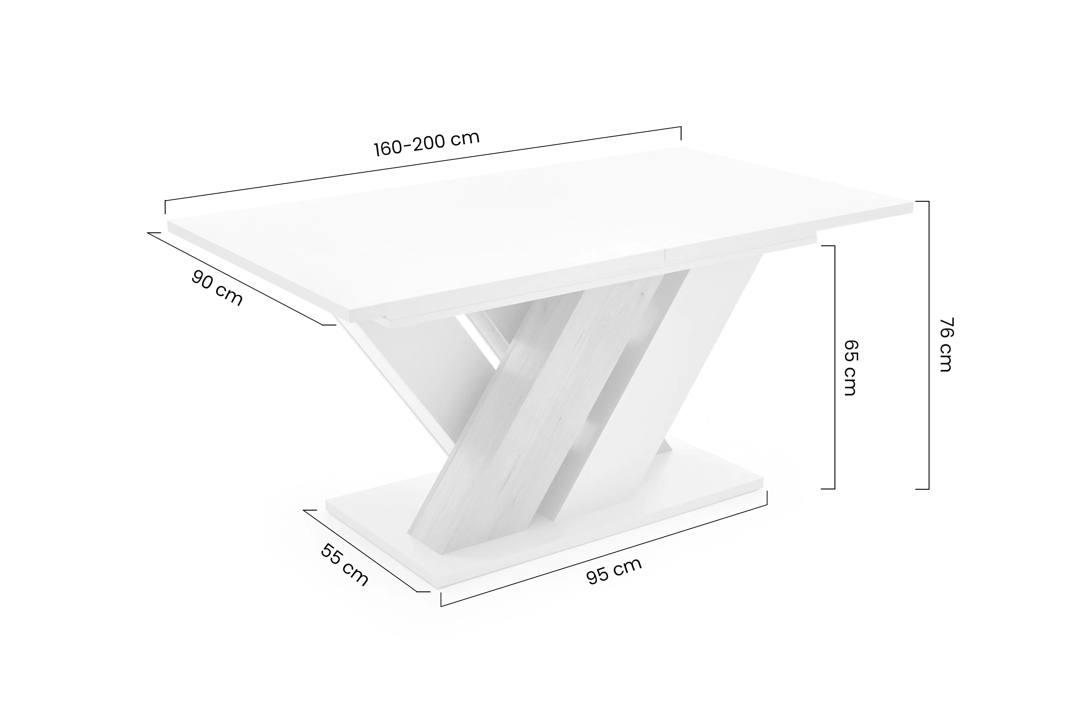 Stôl rozkladany Silvano 160-200x90 cm - kašmír / Dub cremona