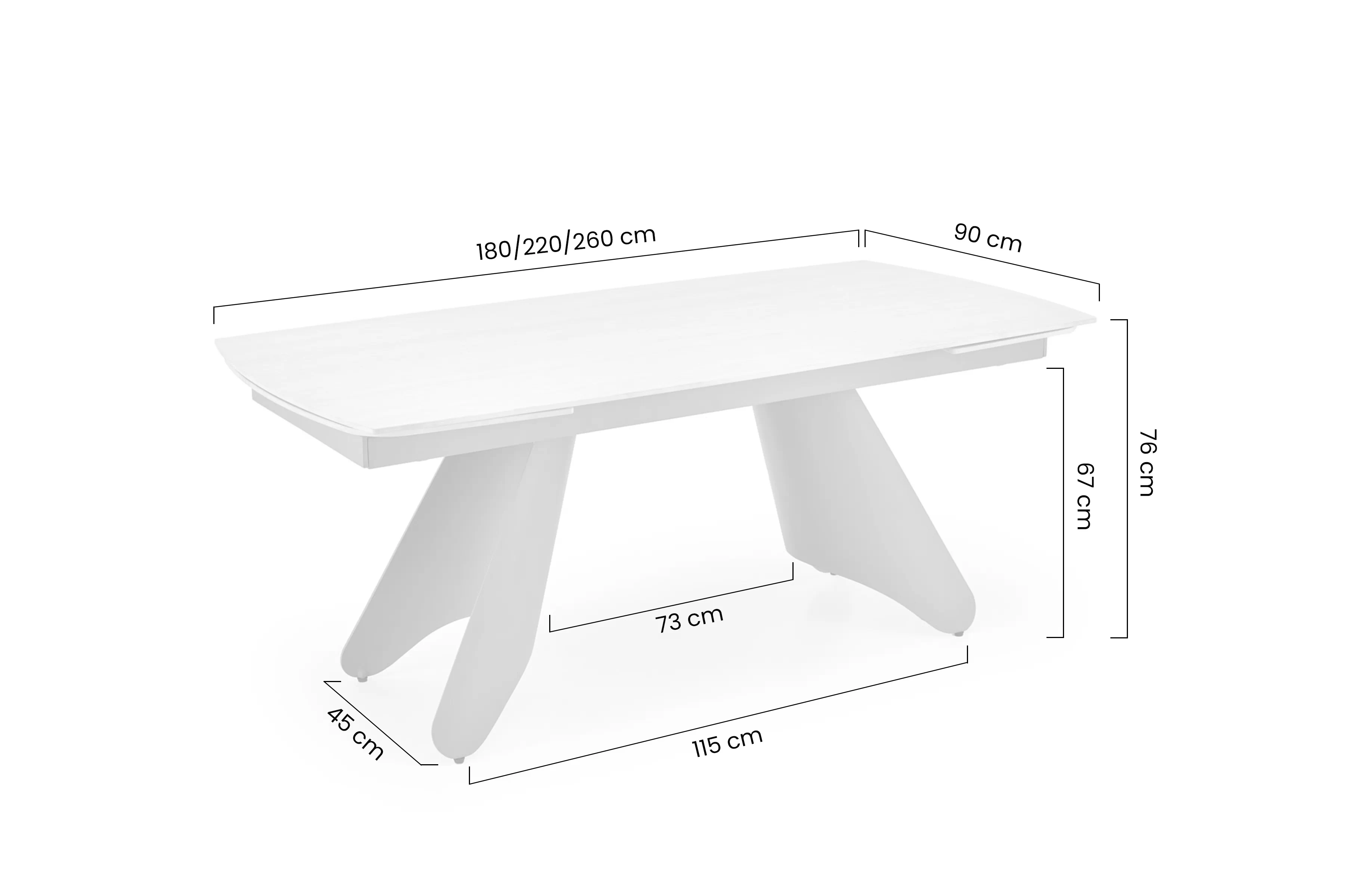 Stôl rozkladany Tavero 180-260x90 cm - kamien Travertín / kašmír
