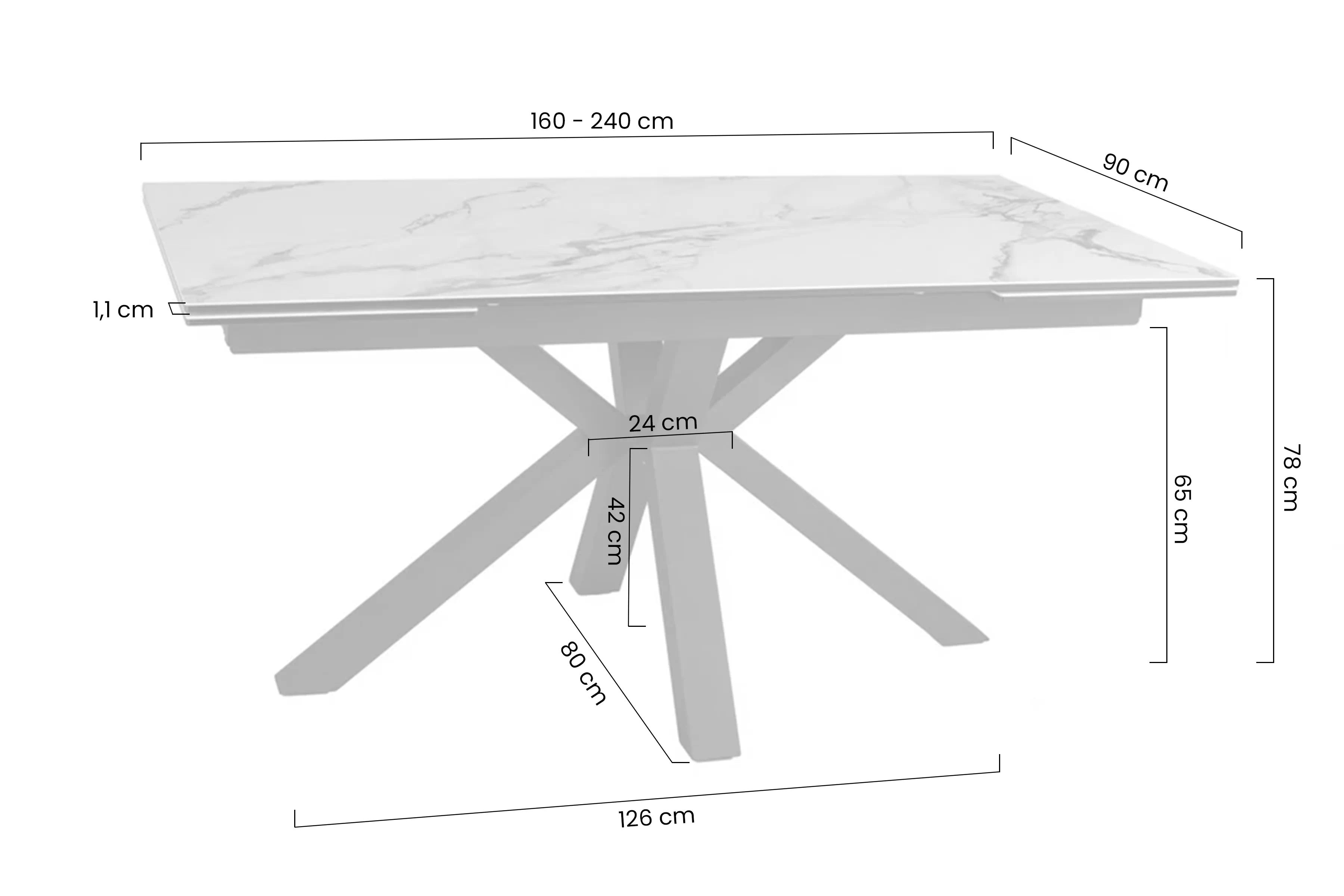 Stôl rozkladany Vamori 160-240x90 cm ceramiczny - Tmavý orech / čierny