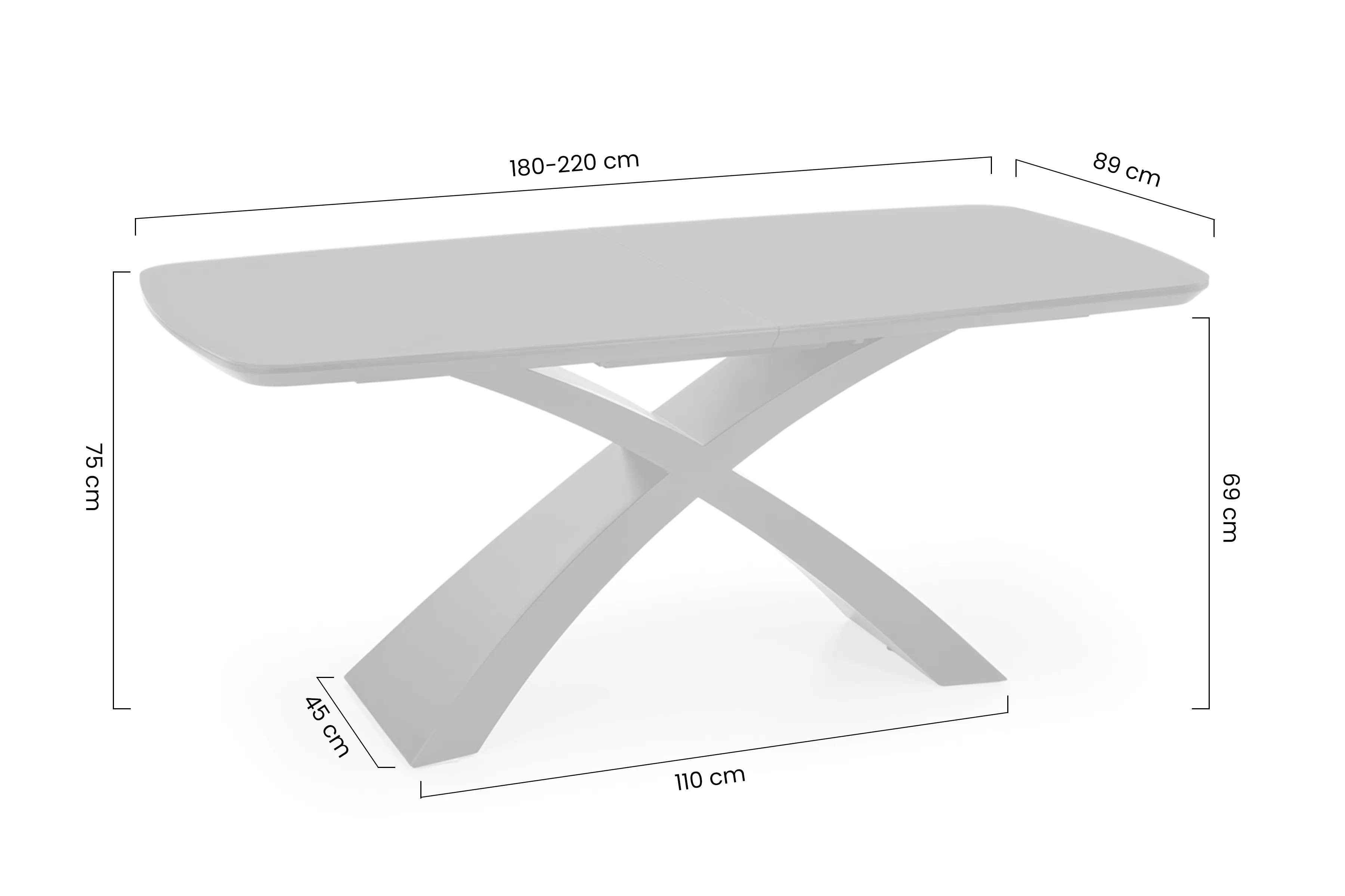 Stôl rozkladany Virello 180-220x89 cm - tmavý popol / Čierny