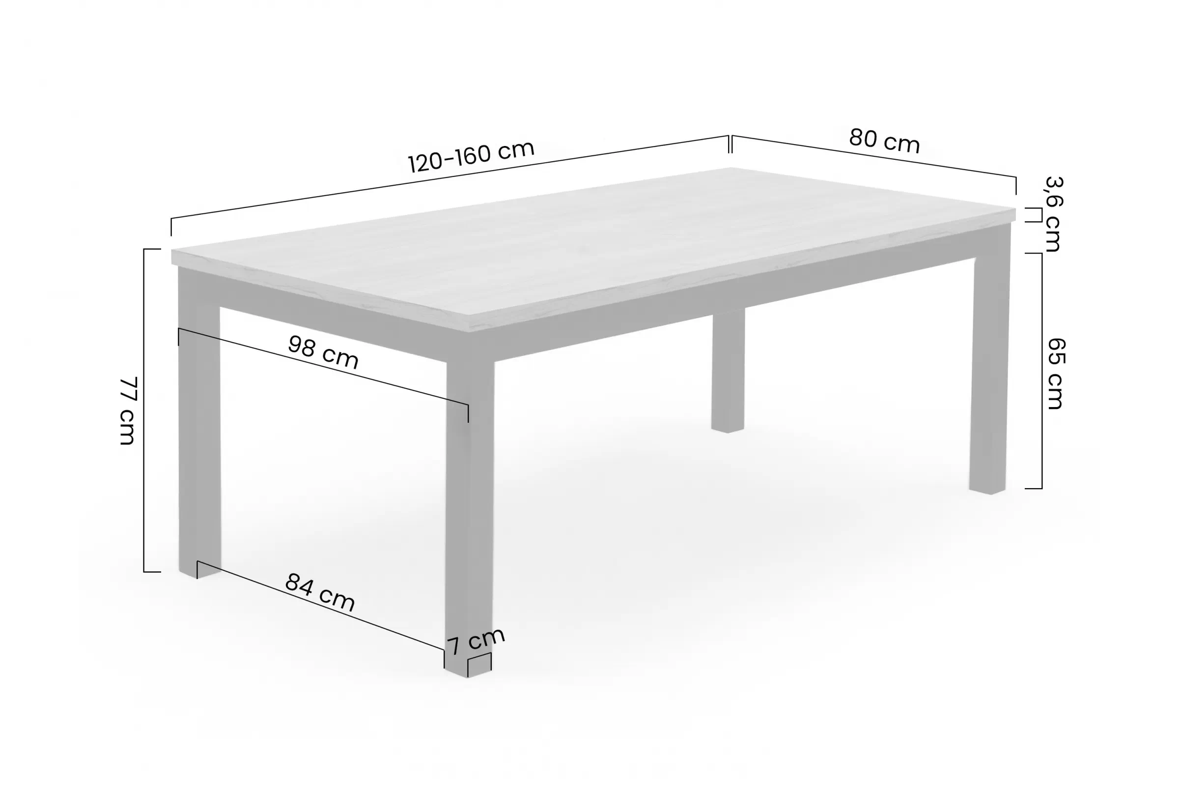 Stôl rozkladany Werona 120-160x80 cm 