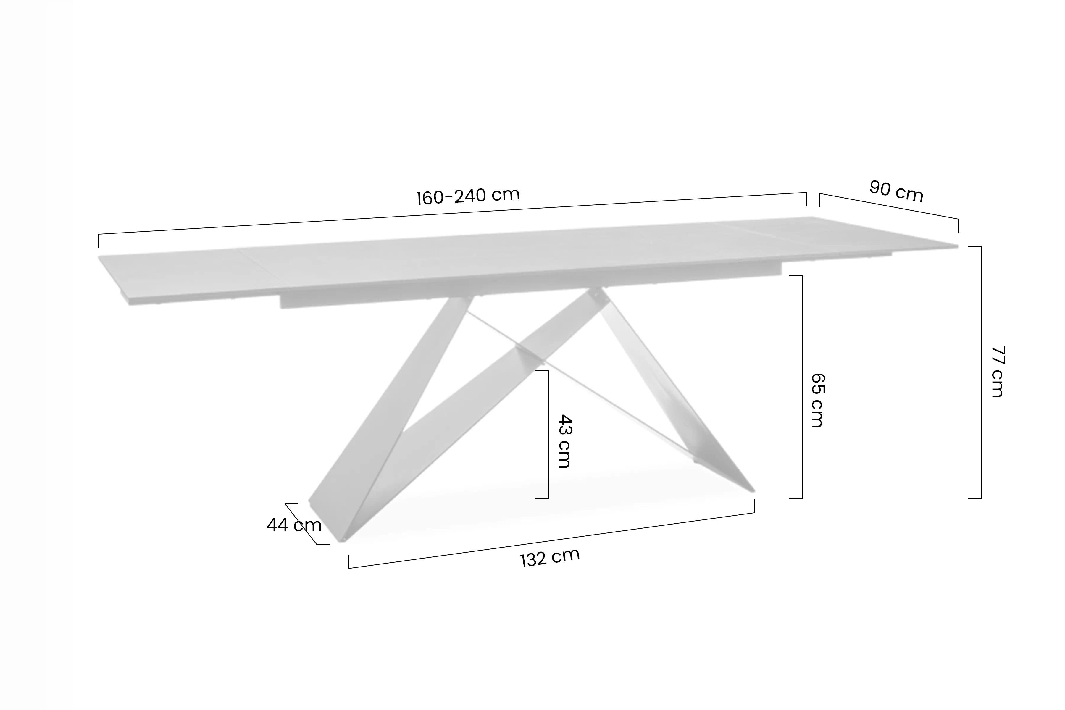 Stôl rozkladany Westin 160-240x90 - bial mramor / Čierny mat