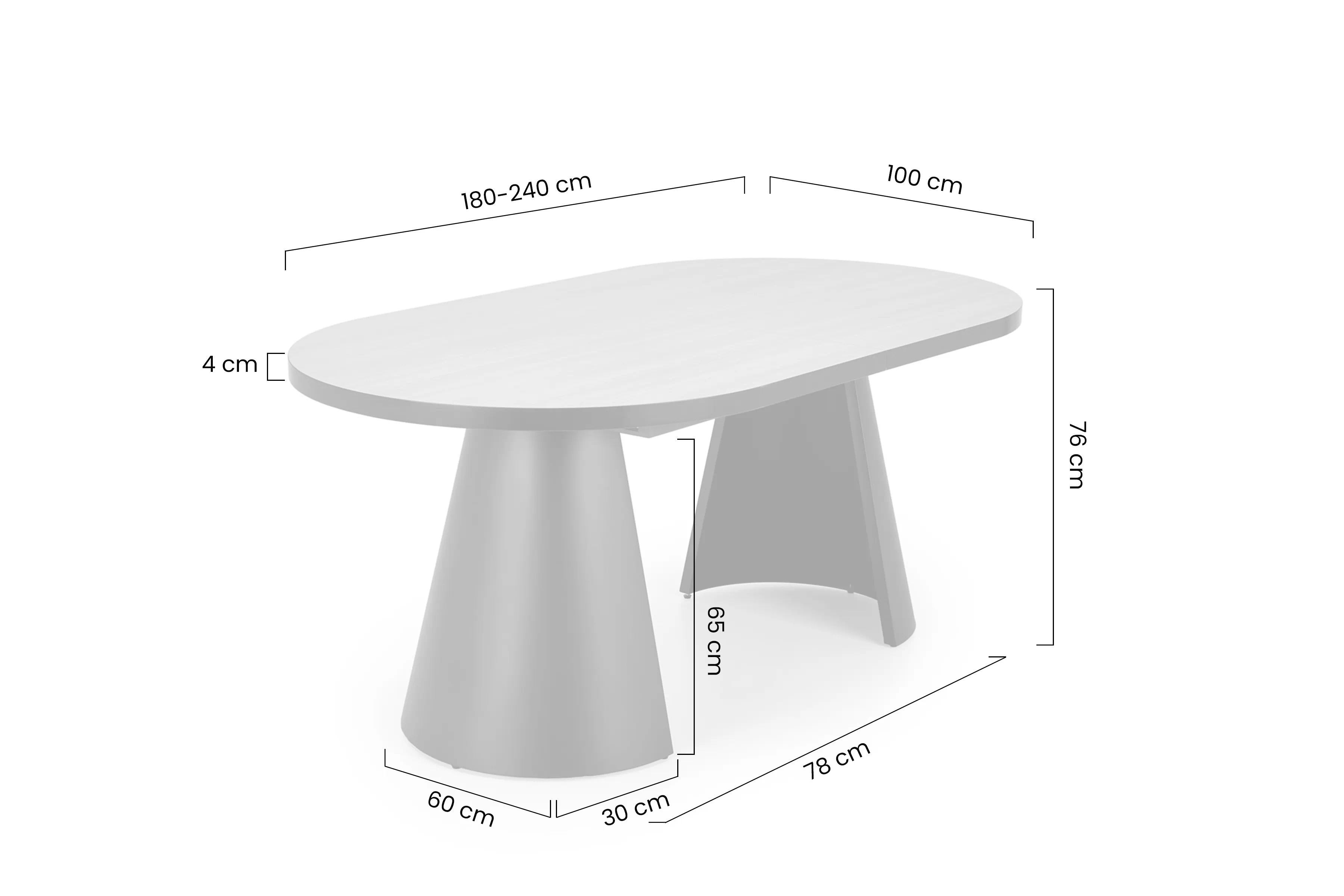 Stôl rozkladany Zavio 180-240x100 cm - prírodné / čierny nožičky
