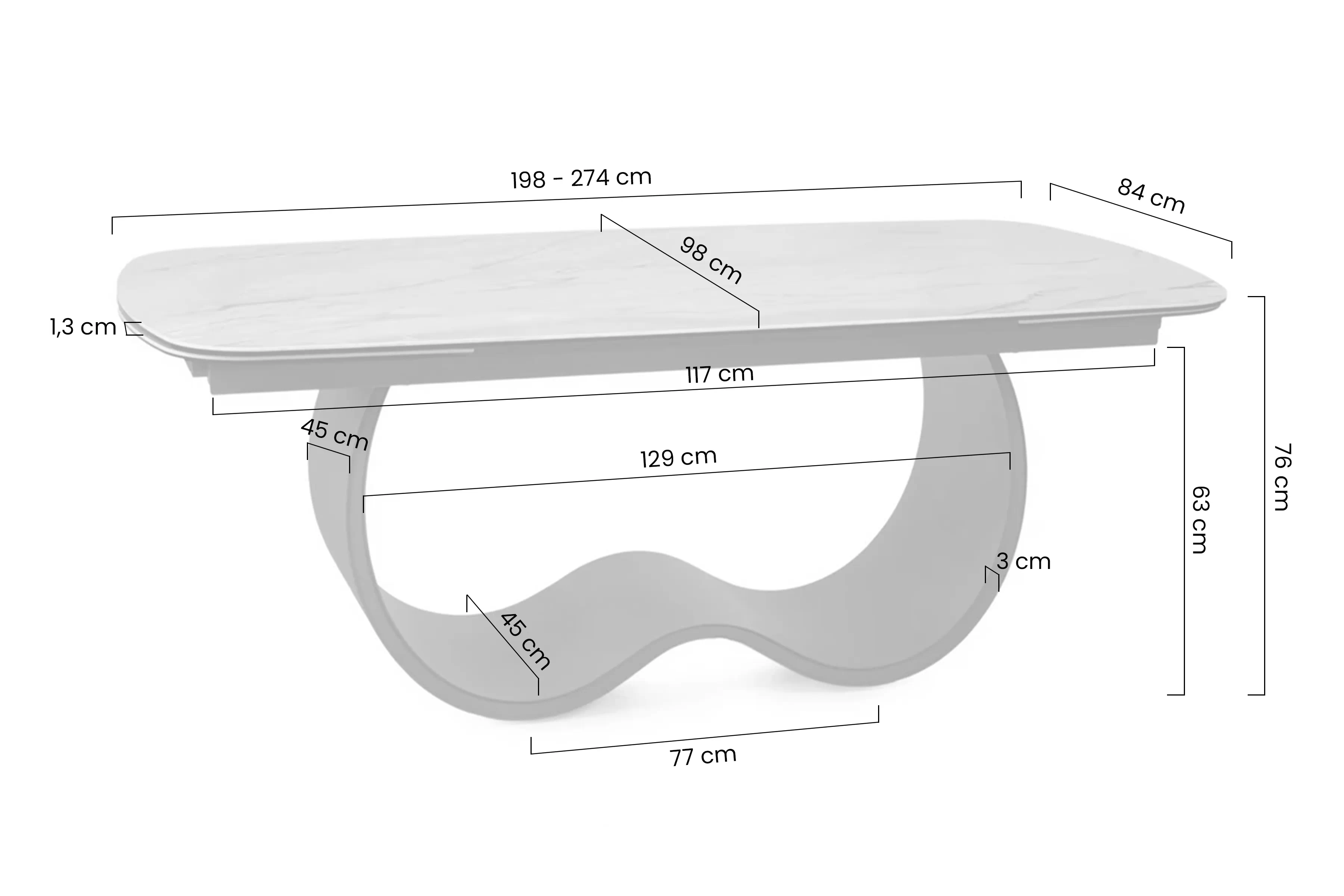 Stôl rozkladany Zorim 198-274x98 cm ceramiczny - Béžová lesk / miedz