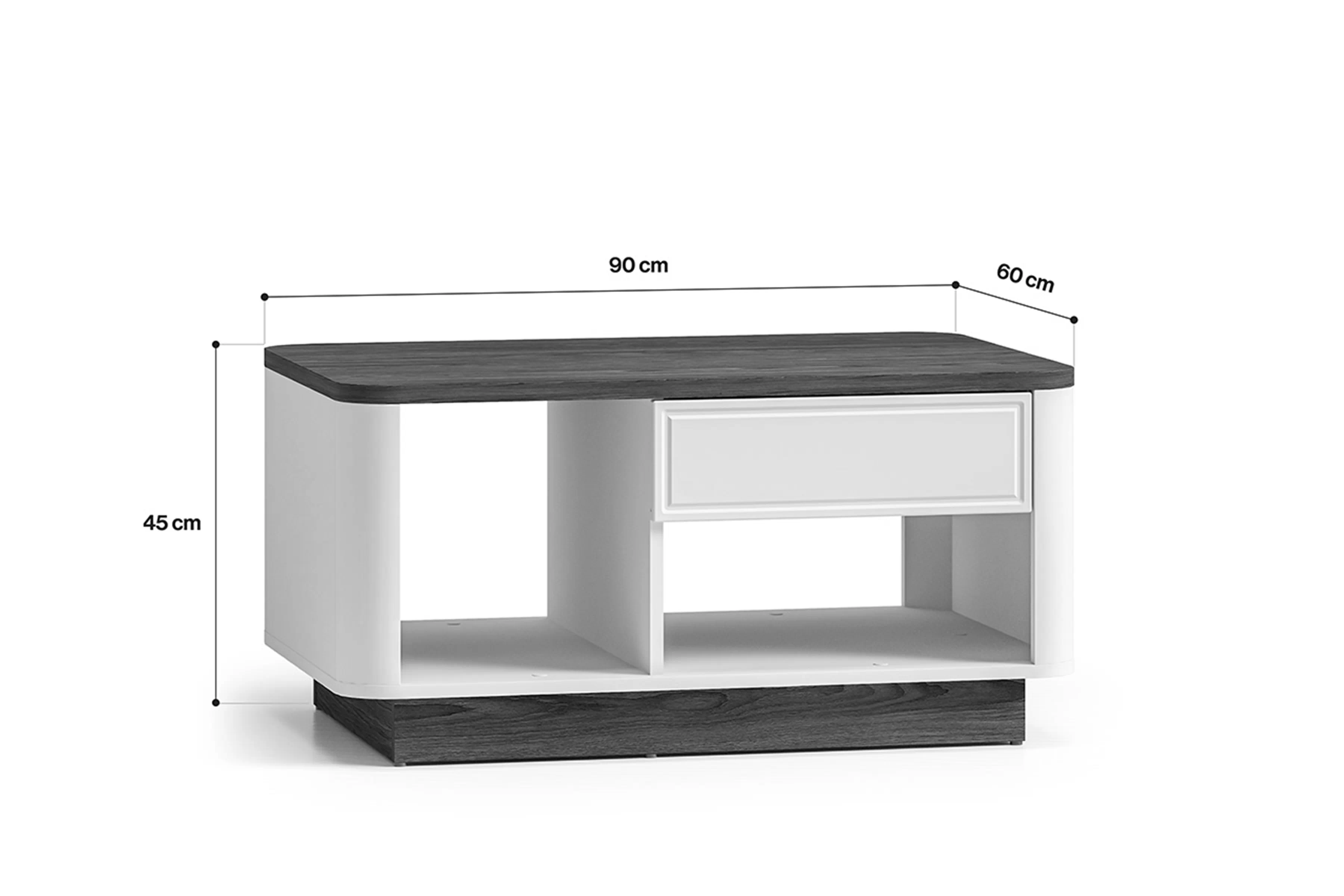 Stolík kawowy Amberto 90 cm z szuflada - kašmír / Dub windmill dark