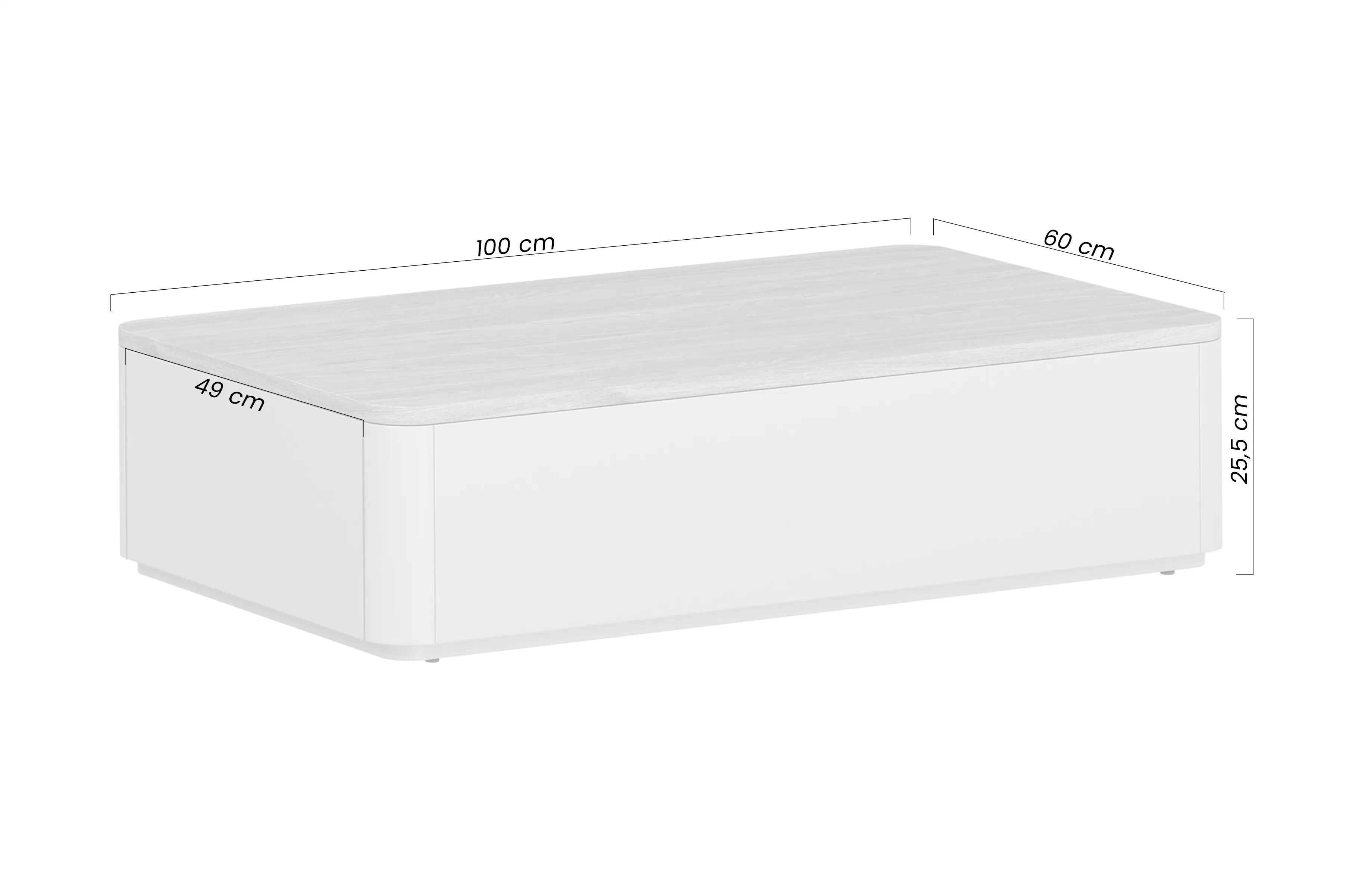 Konferenčný stolík Amilio 100 cm s dvoma zásuvkami v odtieni eukalyptus a dub baltic dune