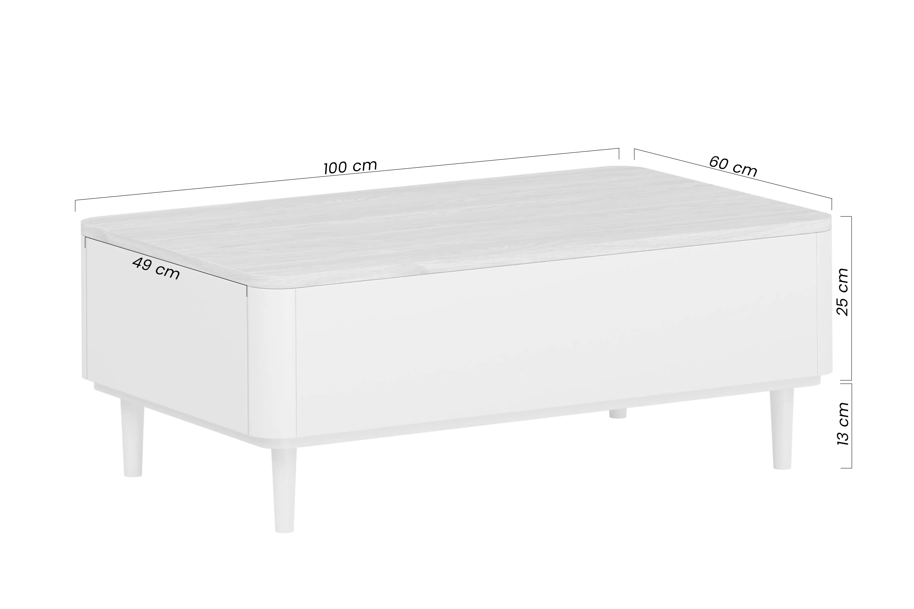 Konferenčný stolík Amilio 100 cm so zásuvkami, doska dub baltic dune, eukalyptové nohy zelené