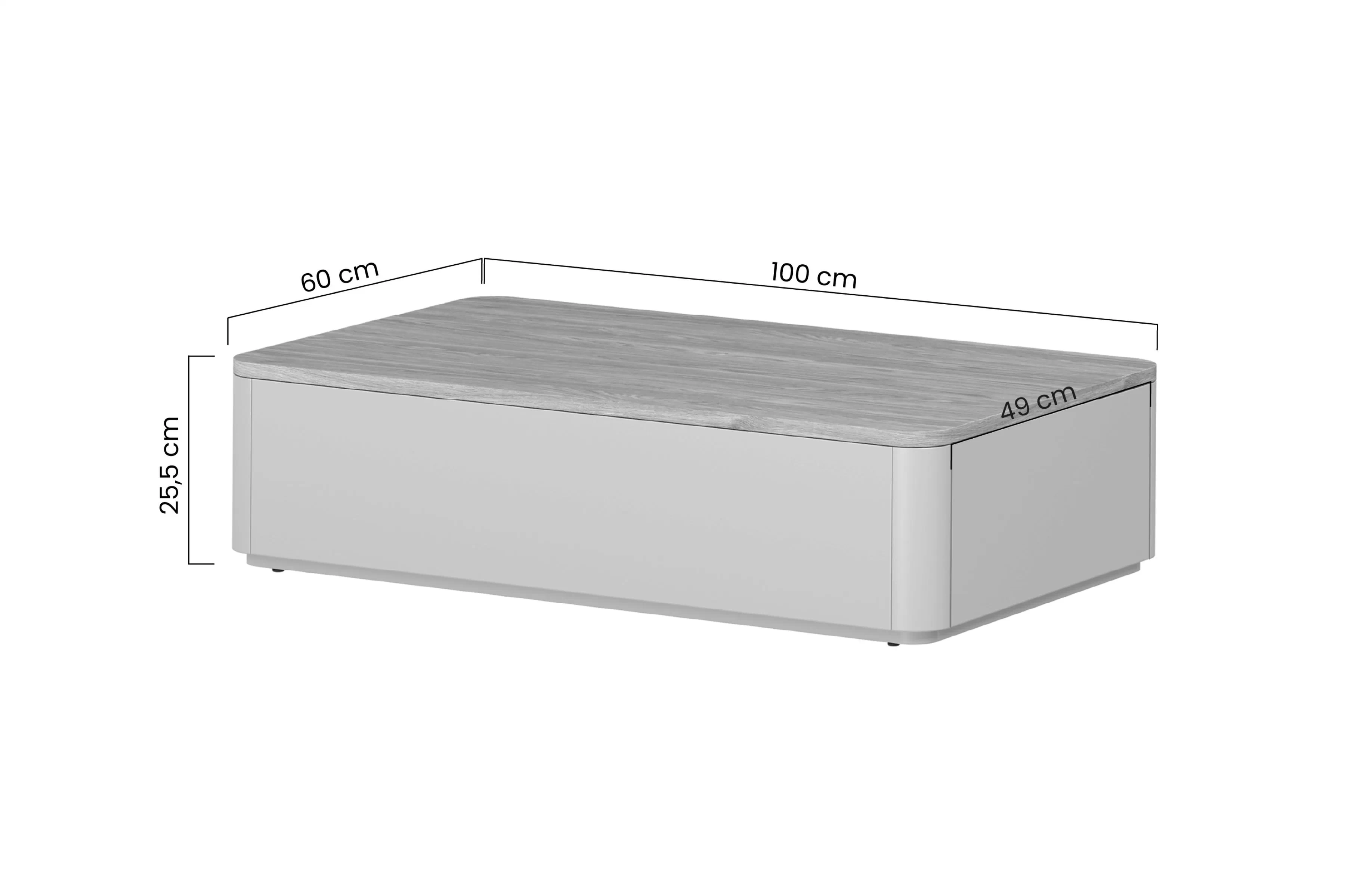 Stolík kawowy Elivo 100 cm so zásuvkami - kašmír / Dub olejowany