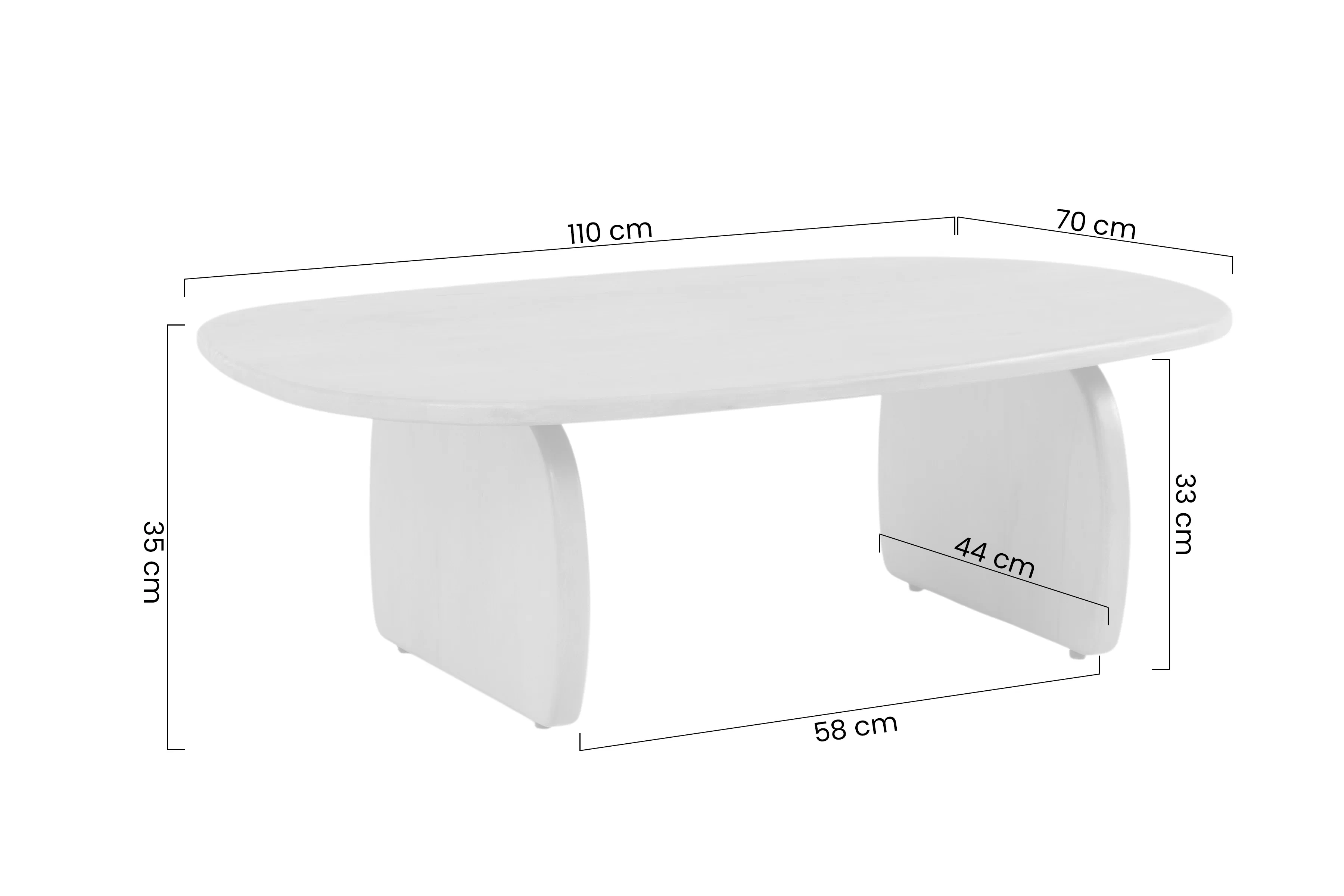 Stolík kawowy Moku owalny 110x70 cm - Drevo mango prírodné