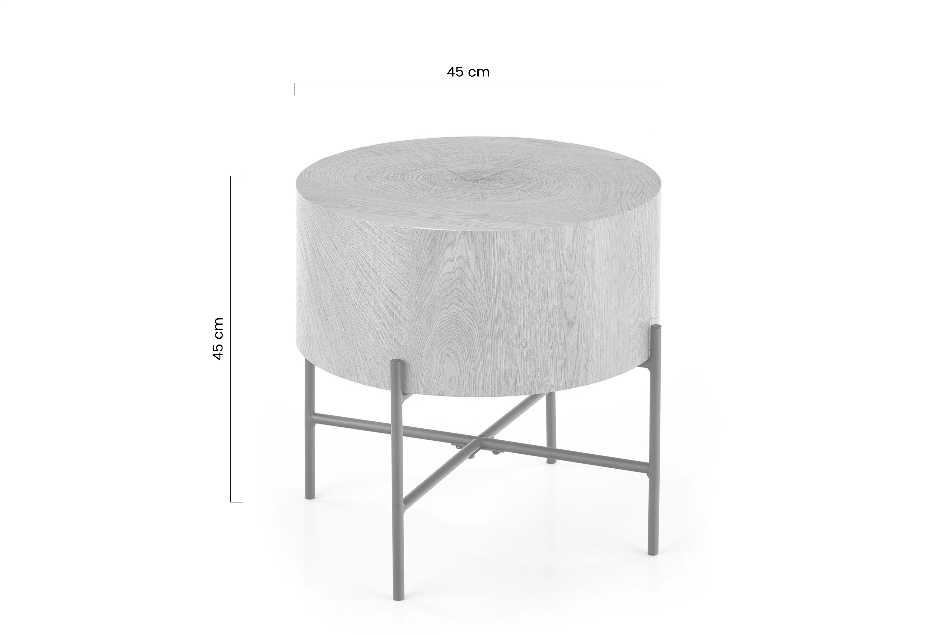 Konferenčný stolík okragly Brooklyn 45 cm z metalowymi nogami - Dub prírodné / Čierny