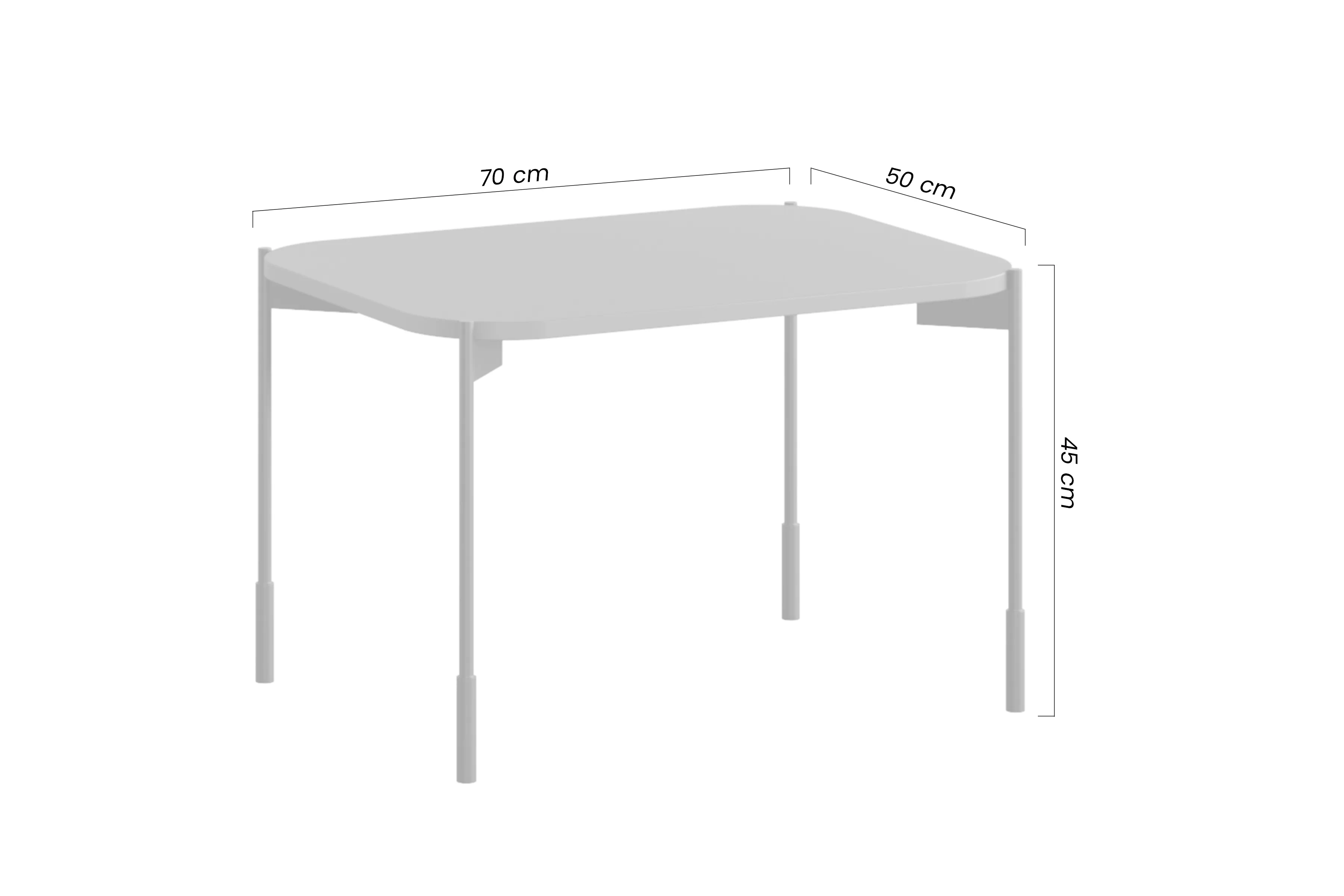 Stolík kawowy Sonatia 70 cm prostokatny na kovových nohách - Oliva