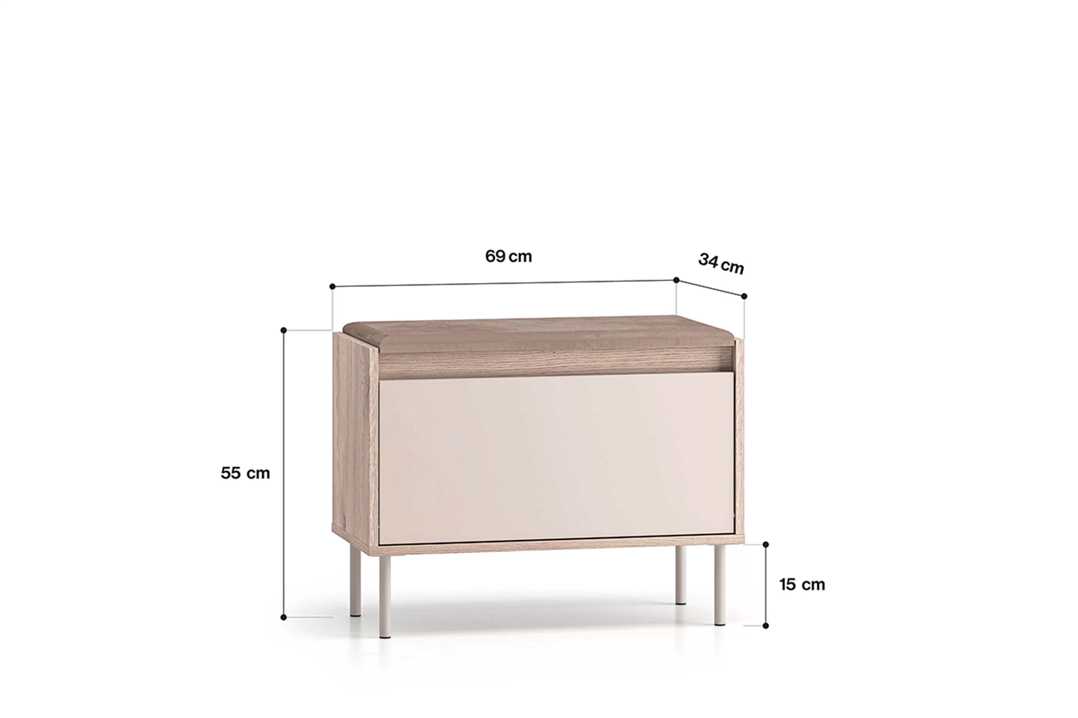 Skrinka na topánky Tivano 06 69 cm - kašmír / Dub cremona