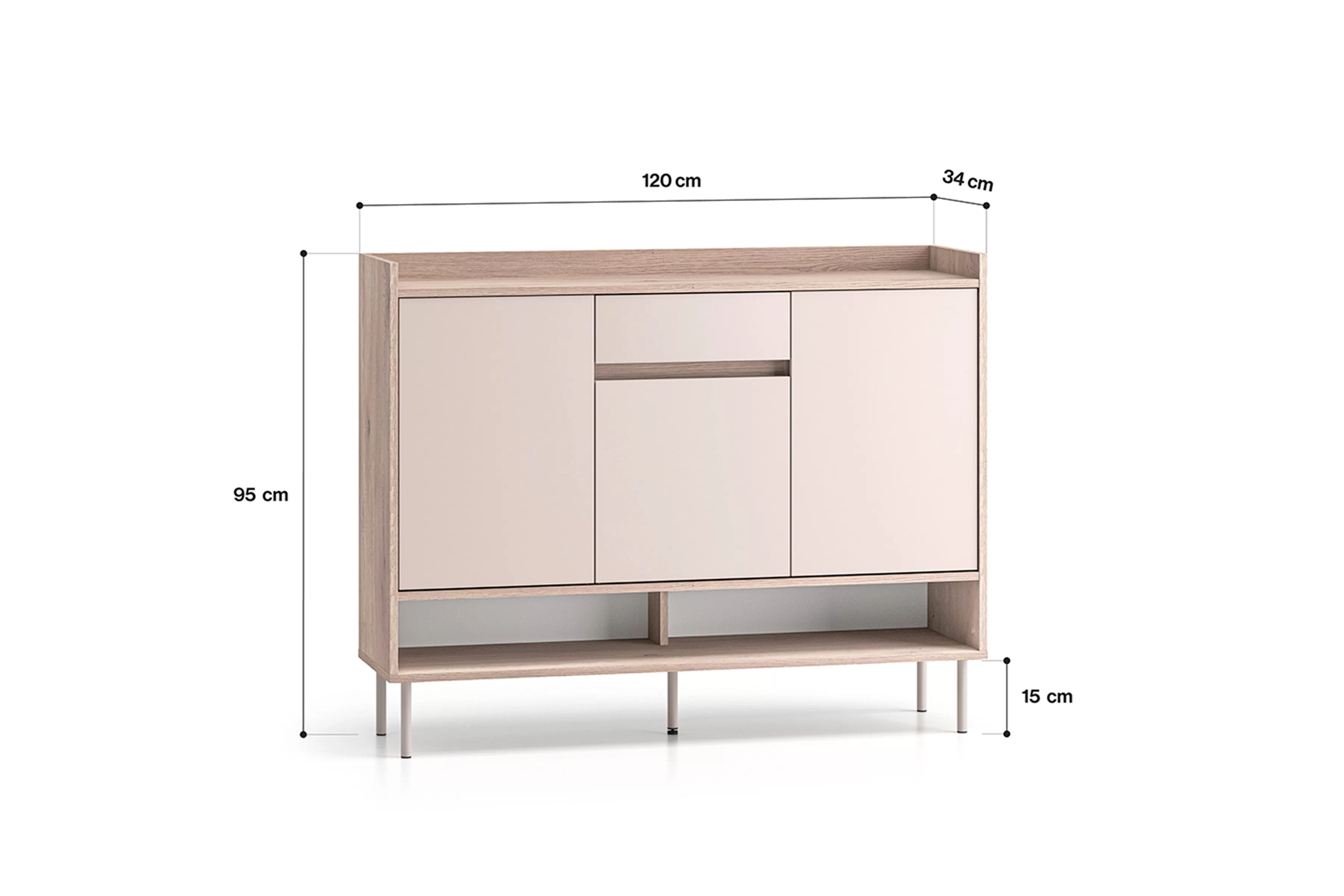 Skrinka na topánky Voco 02 120 cm - kašmír / Dub cremona