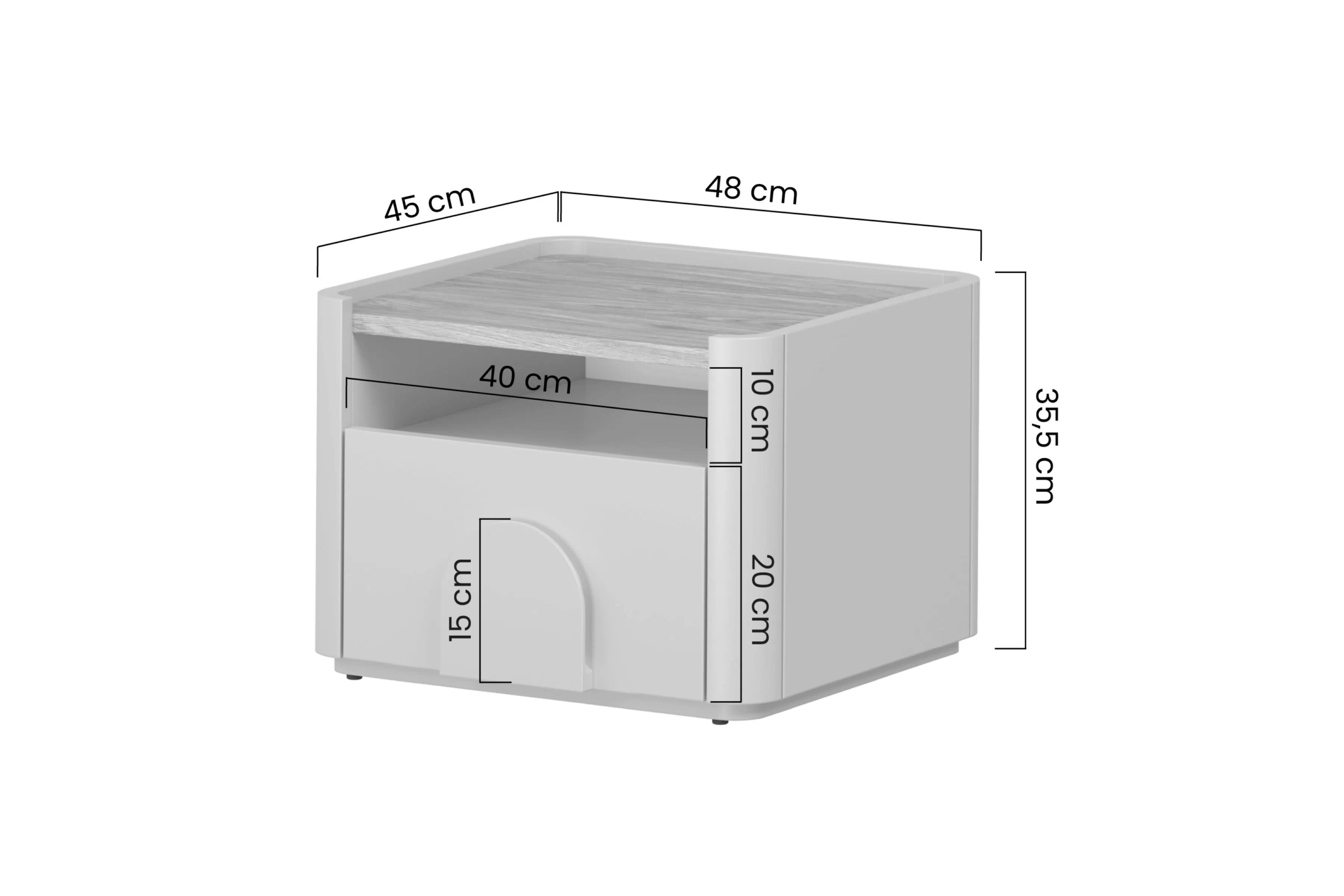 Nočný Stolík Amilio z szuflada 50 cm - eukaliptus / Dub baltic dune / úchyty Dub prírodné