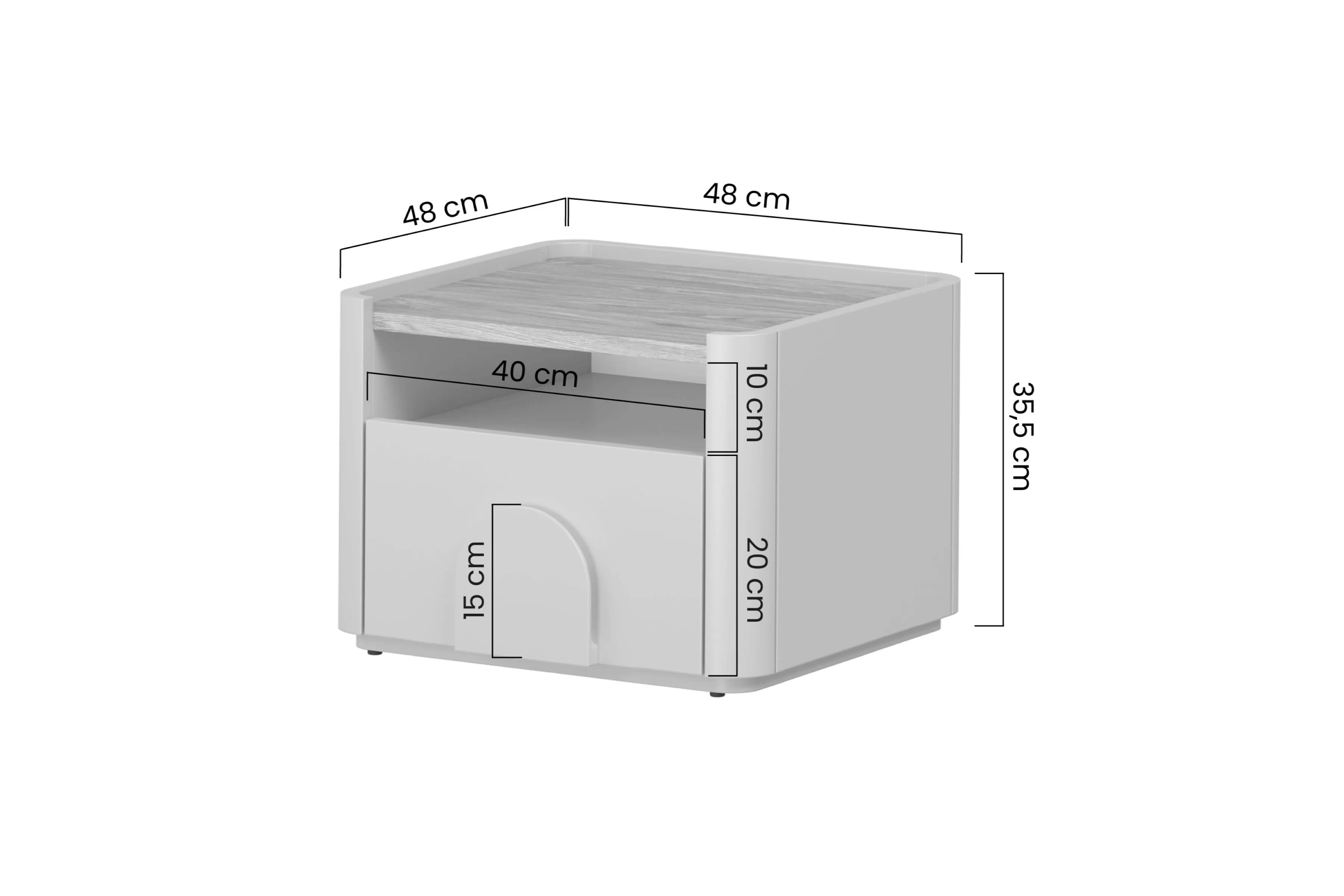 Nočný Stolík Amilio z szuflada 50 cm - kašmír / Dub olejowany / úchyty Svetlý dub