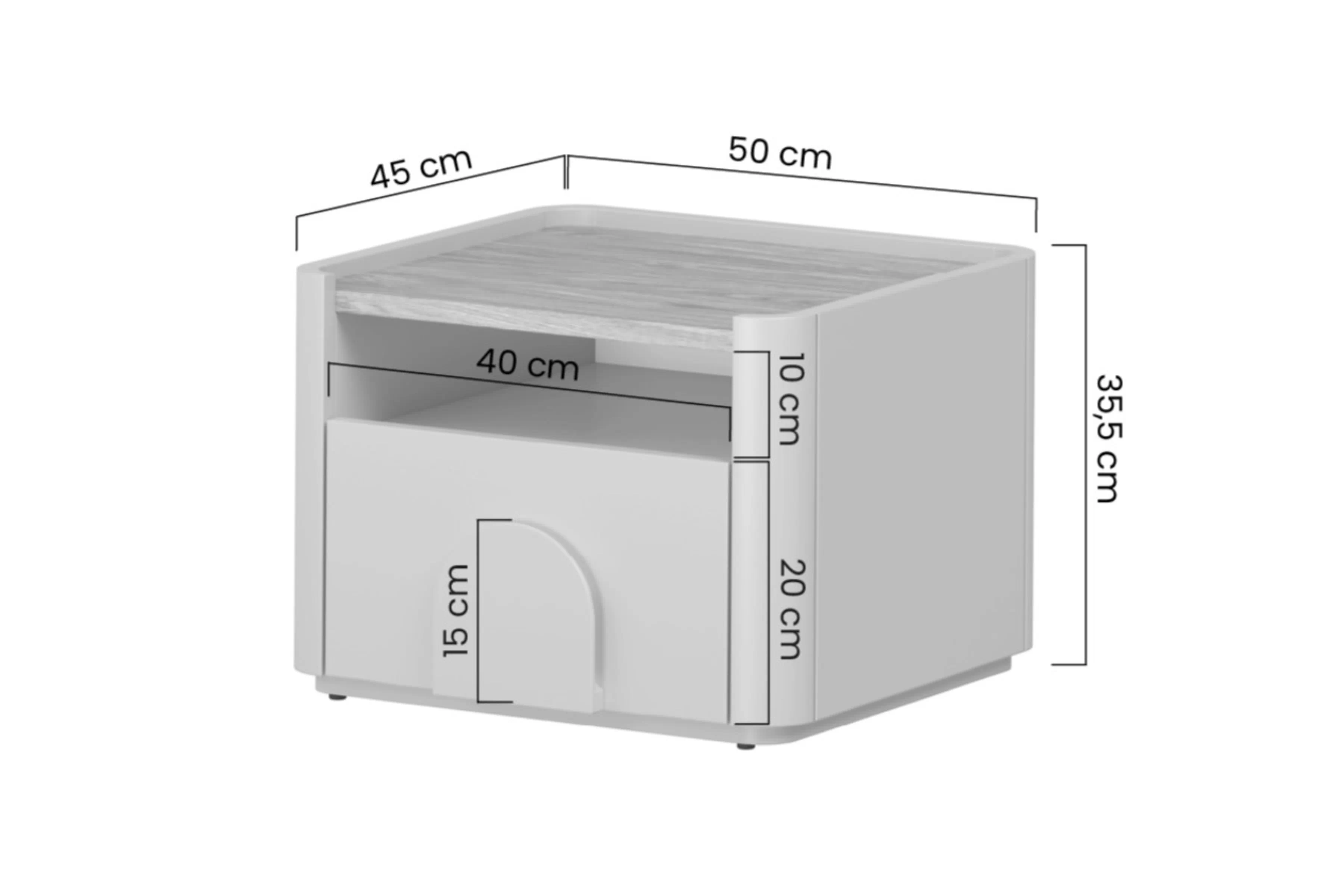 Nočný Stolík Amilio z szuflada 50 cm - kašmír / Dub olejowany / úchyty kašmír