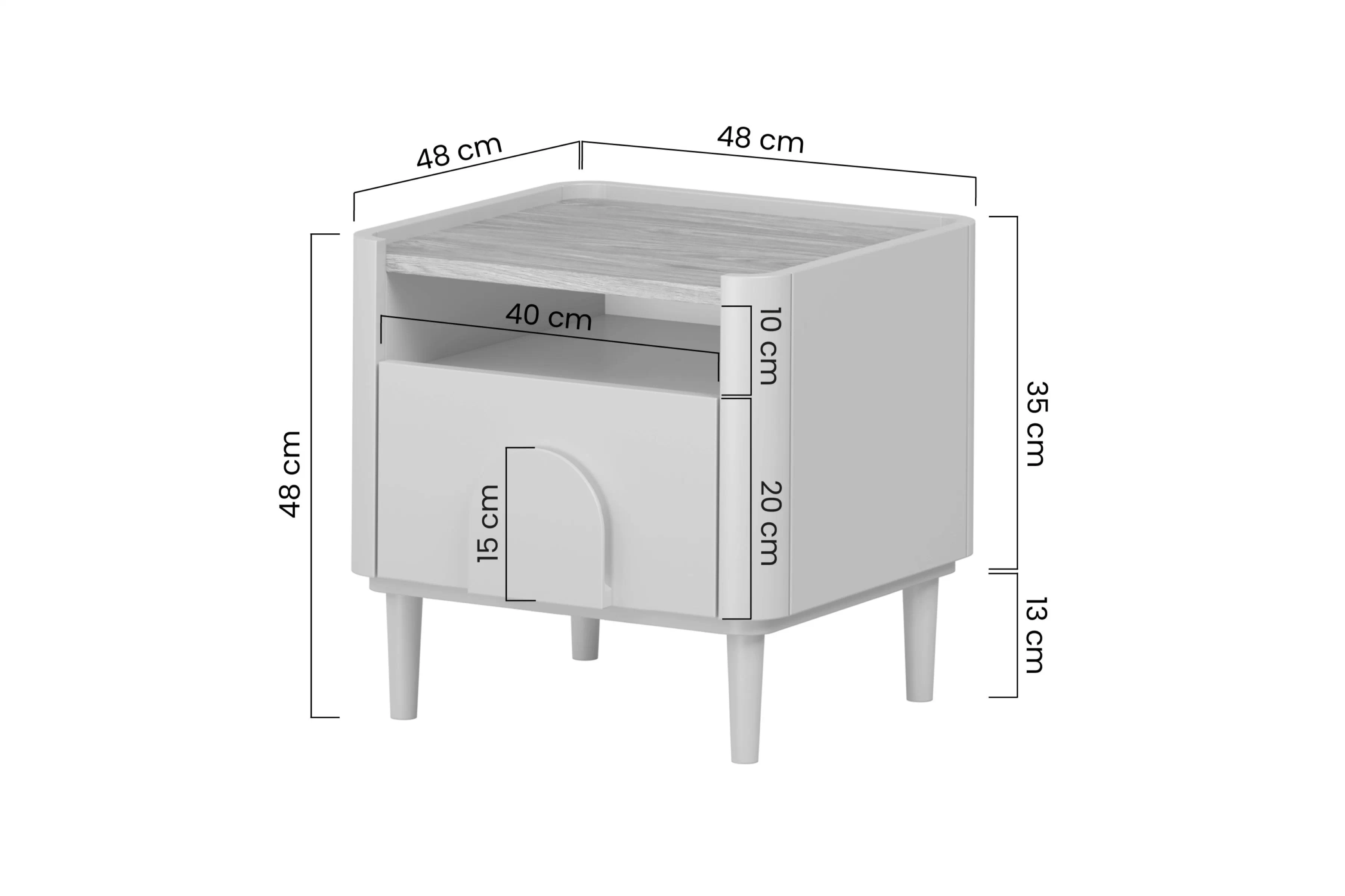 Nočný Stolík Amilio z szuflada 50 cm na nôžkach - kašmír / Dub olejowany / úchyty Svetlý dub