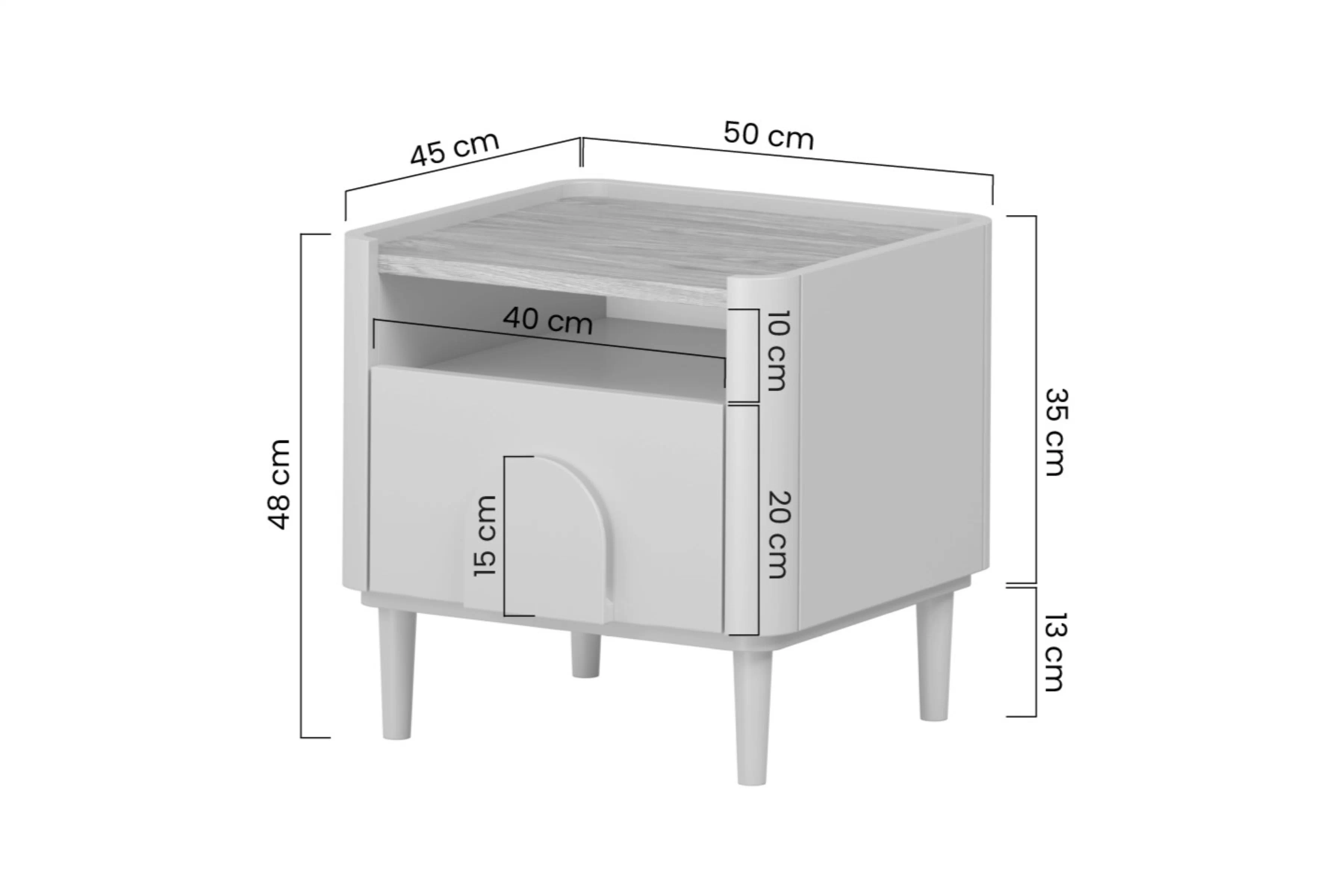 Nočný Stolík Amilio z szuflada 50 cm na nôžkach - kašmír / Dub olejowany / úchyty kašmír