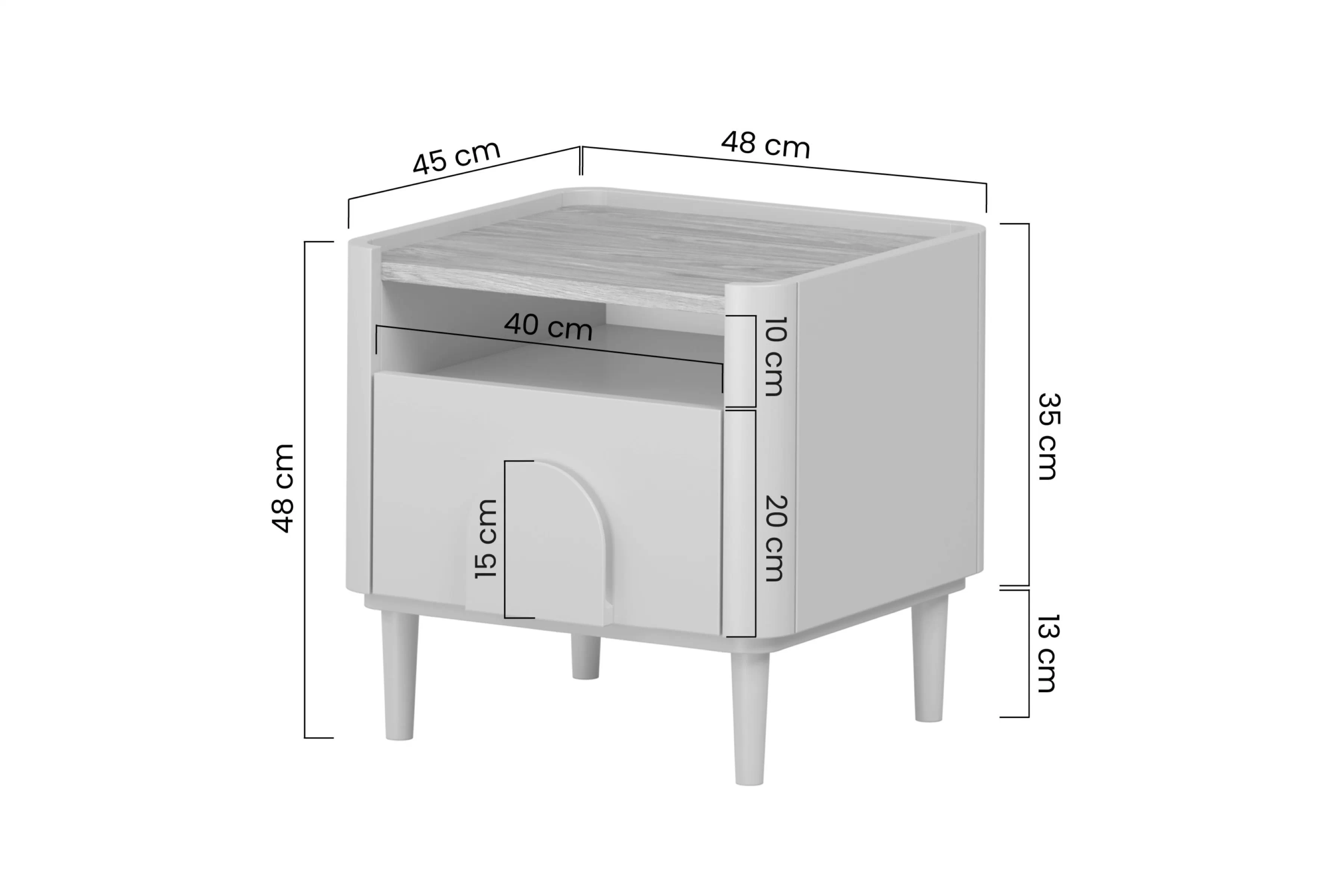 Nočný Stolík Amilio z szuflada 50 cm na nôžkach - kašmír / Dub olejowany / úchyty kašmír