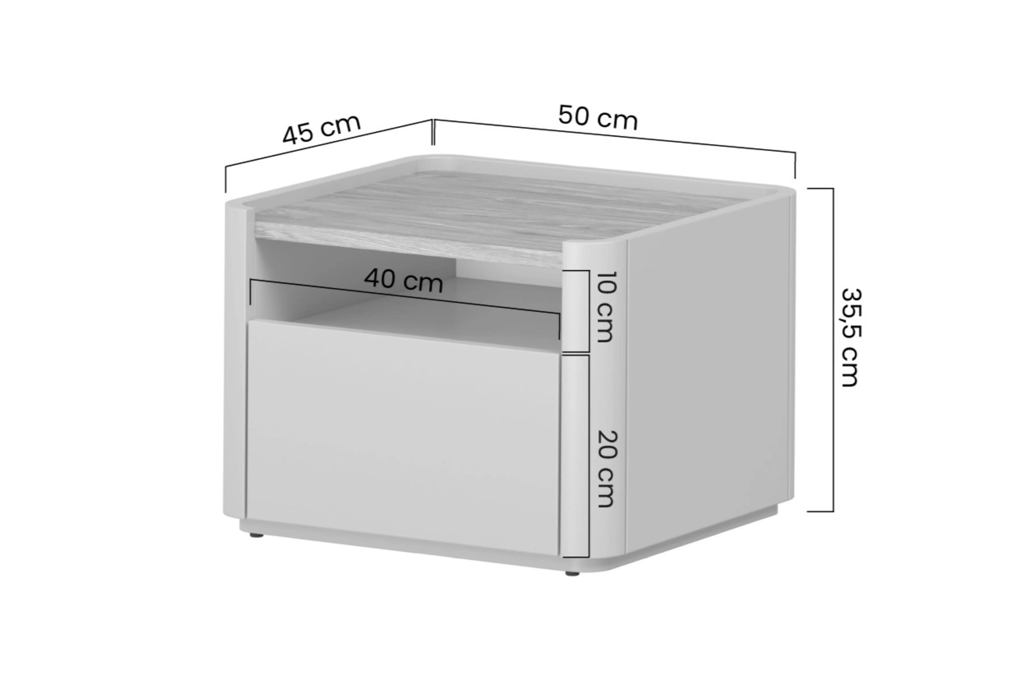 Nočný Stolík Elivo 50 cm z szuflada - kašmír / Dub olejowany