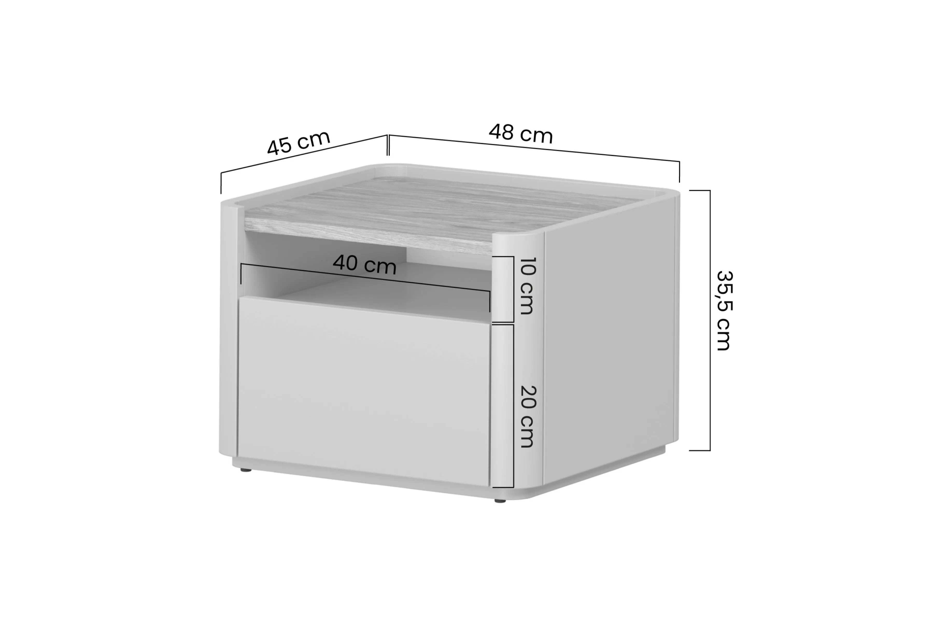 Nočný Stolík Elivo 50 cm z szuflada - kašmír / Dub olejowany