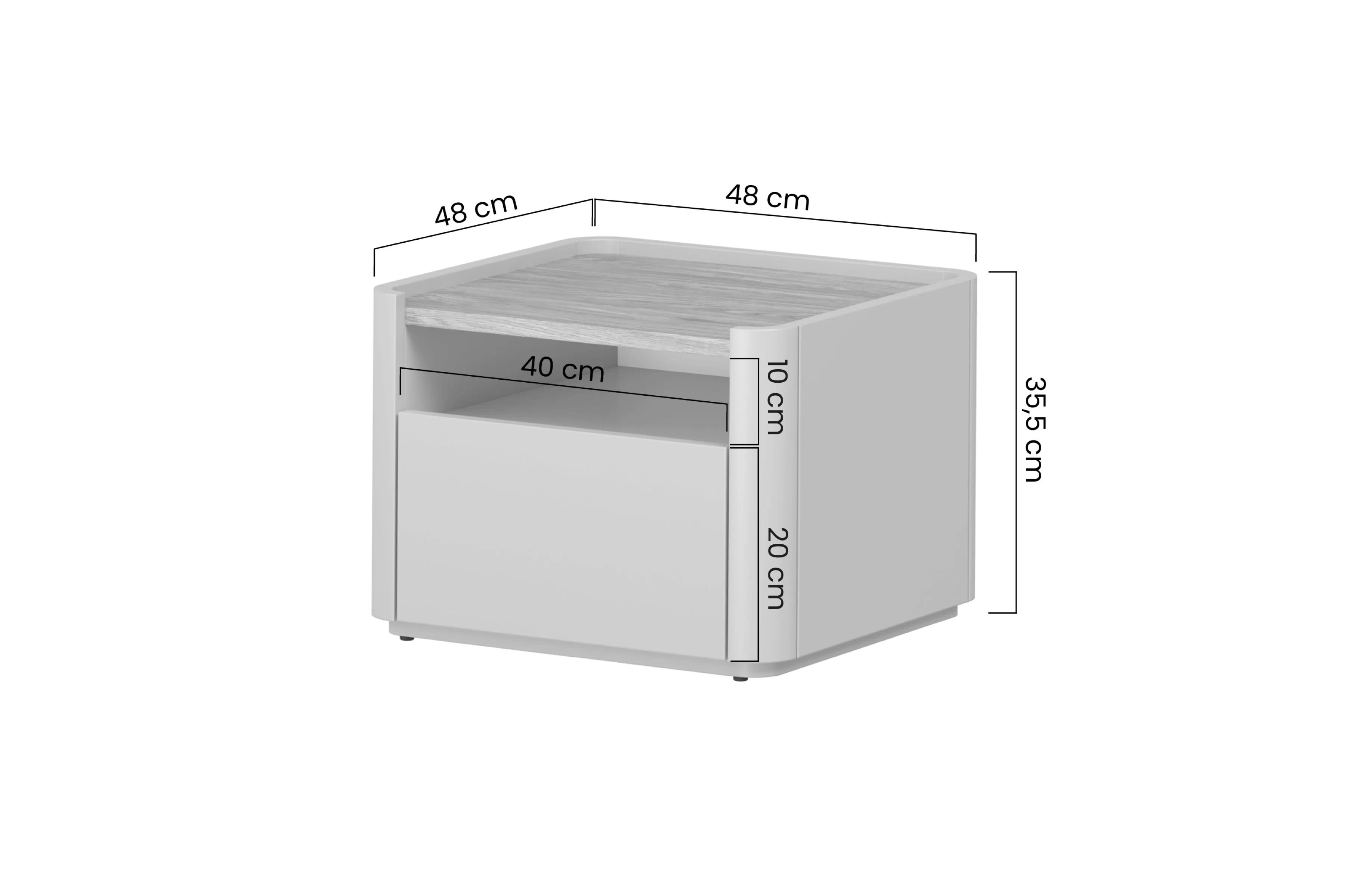 Nočný Stolík Elivo 50 cm z szuflada - kašmír / Dub olejowany