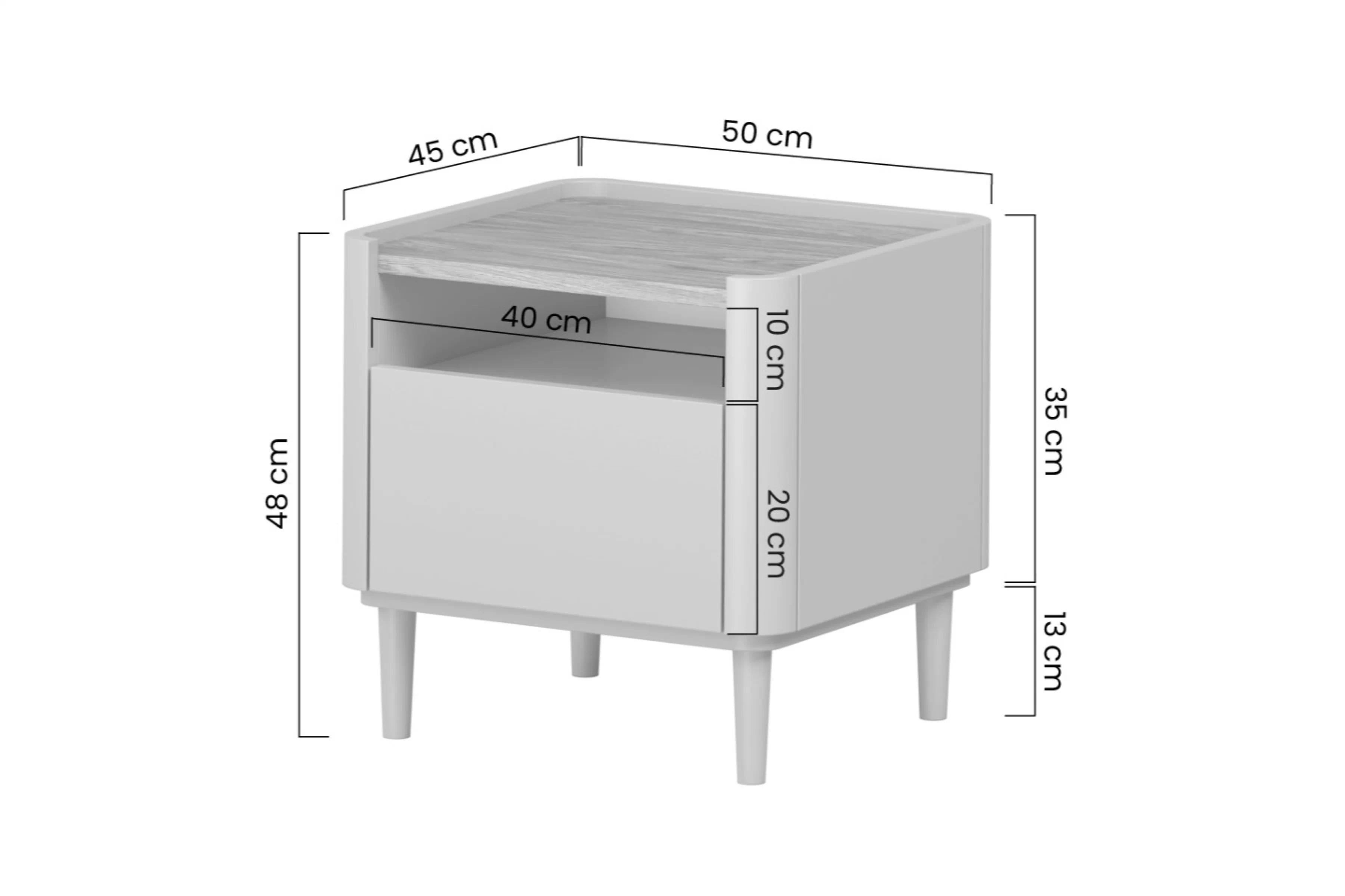 Nočný Stolík Elivo 50 cm z szuflada na nôžkach - eukaliptus / Dub baltic dune