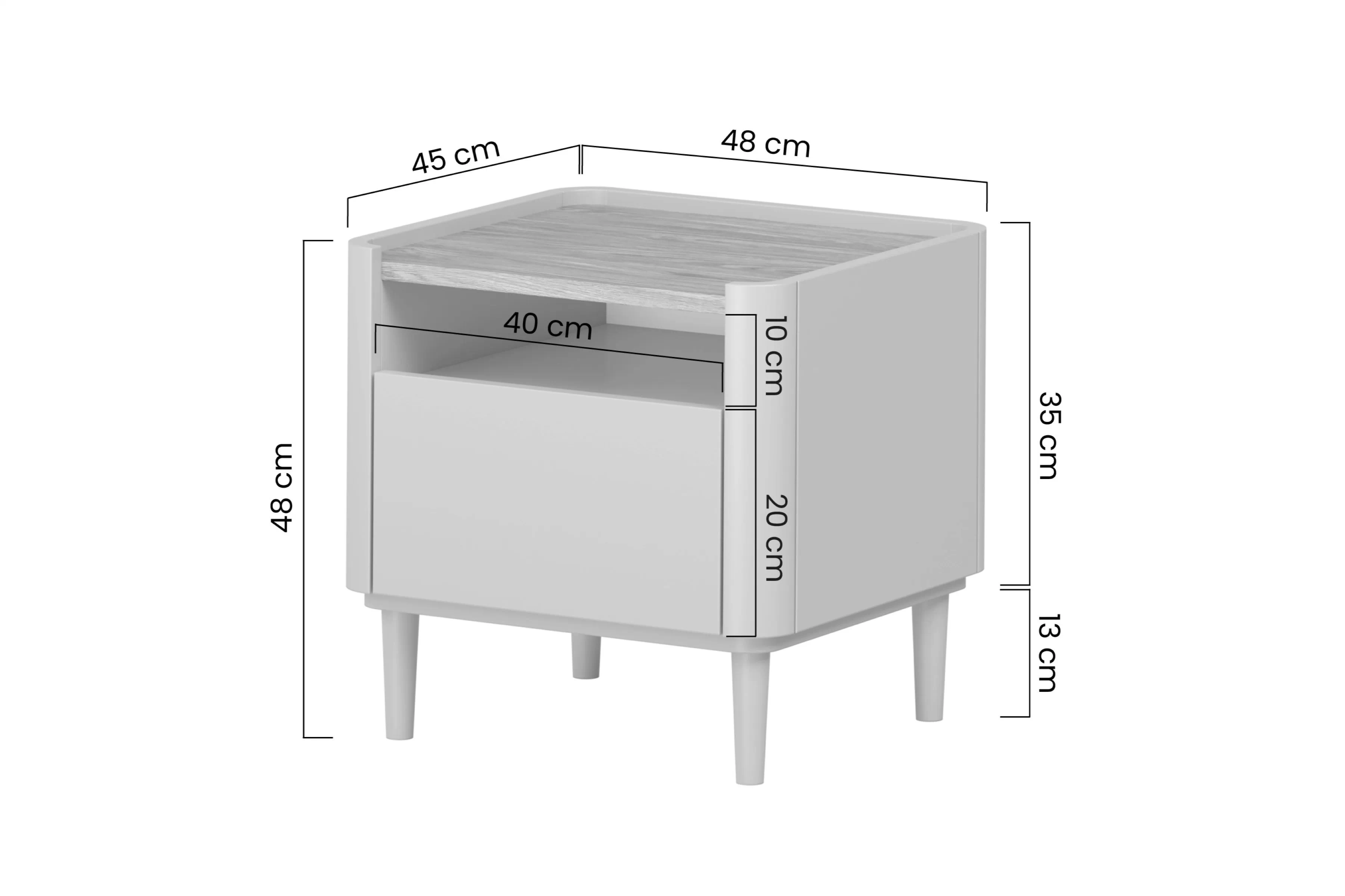 Nočný Stolík Elivo 50 cm z szuflada na nôžkach - eukaliptus / Dub baltic dune