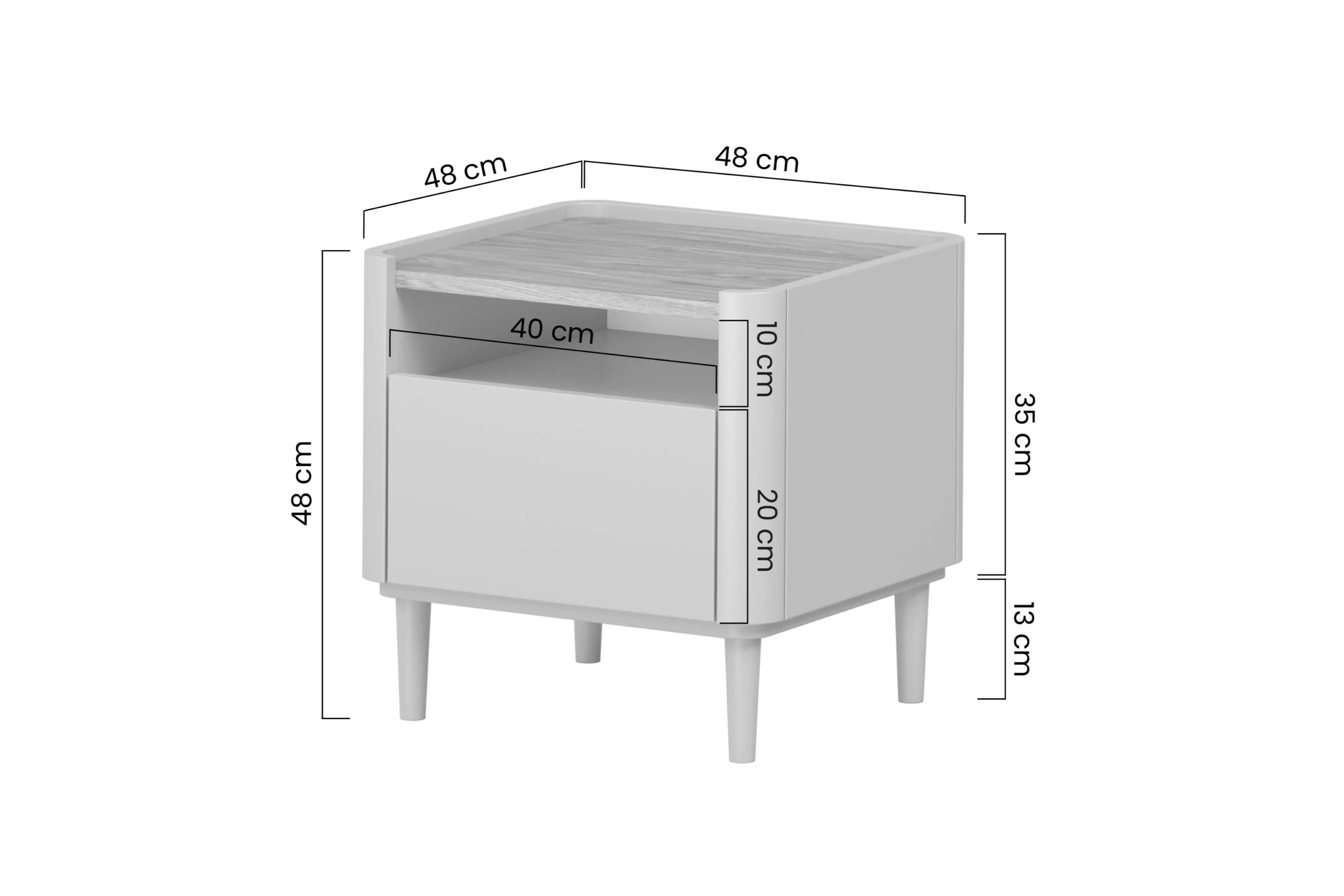 Nočný Stolík Elivo 50 cm z szuflada na nôžkach - kašmír / Dub olejowany