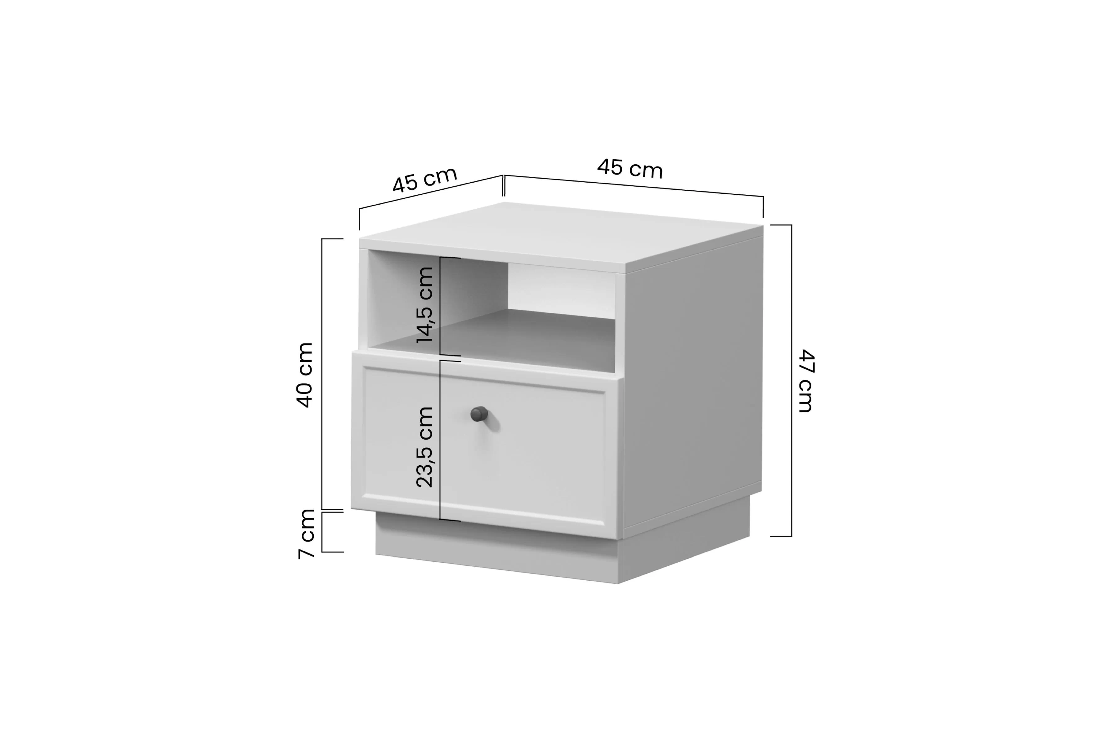 Nočný Stolík Lorini z szuflada 45 cm - kašmír / zlaté Úchytka T-bar