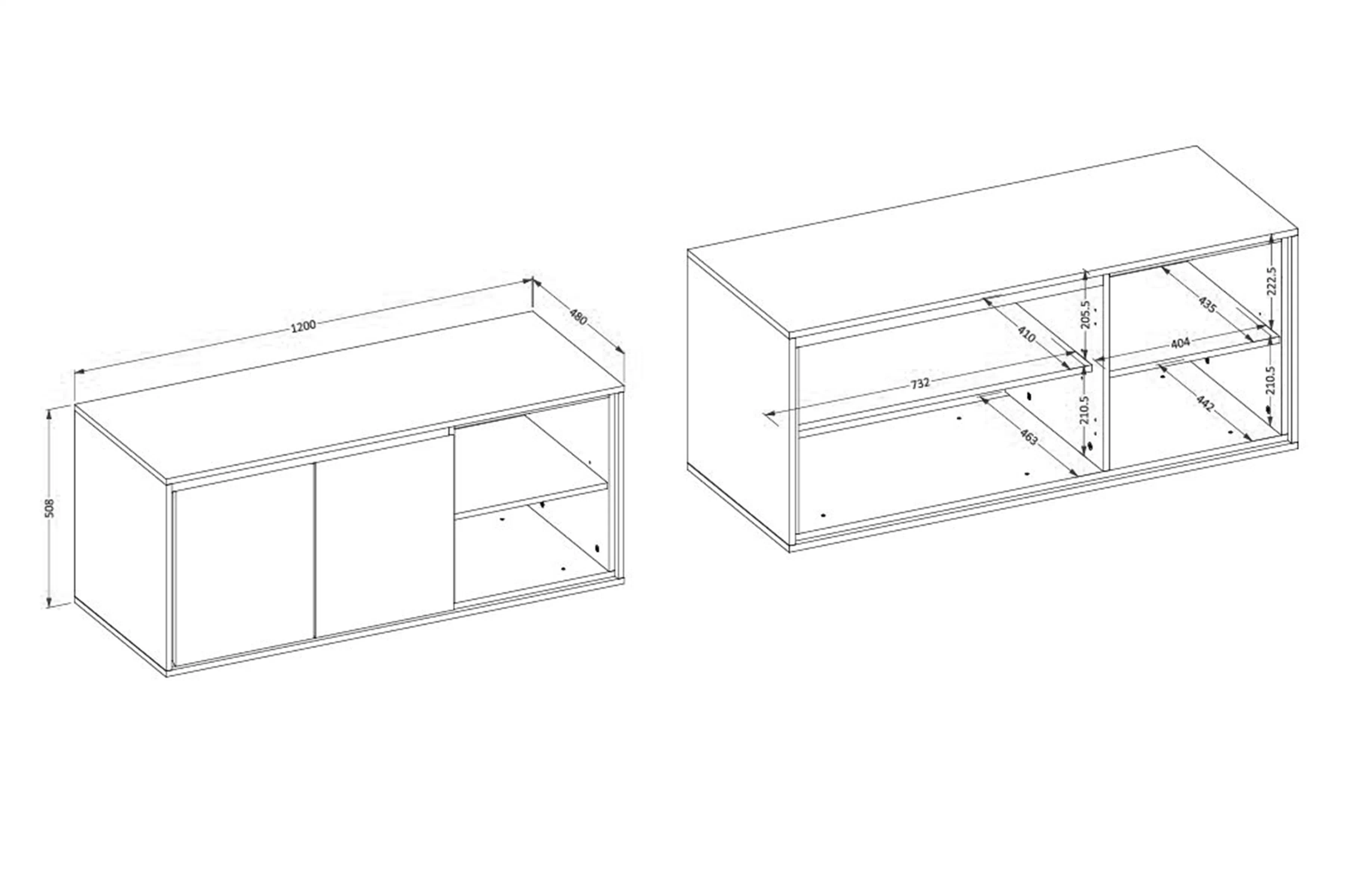 Skrinka pod umywalke Irvine 120 cm závesná - Biely-čierny / biela lesk