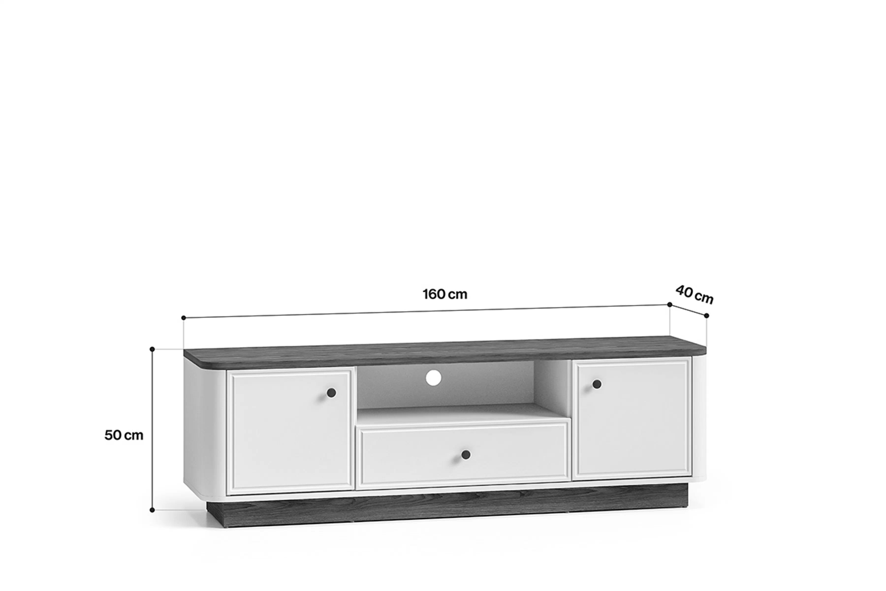 TV skrinka Amberto 160 cm z szuflada - kašmír / Dub windmill dark