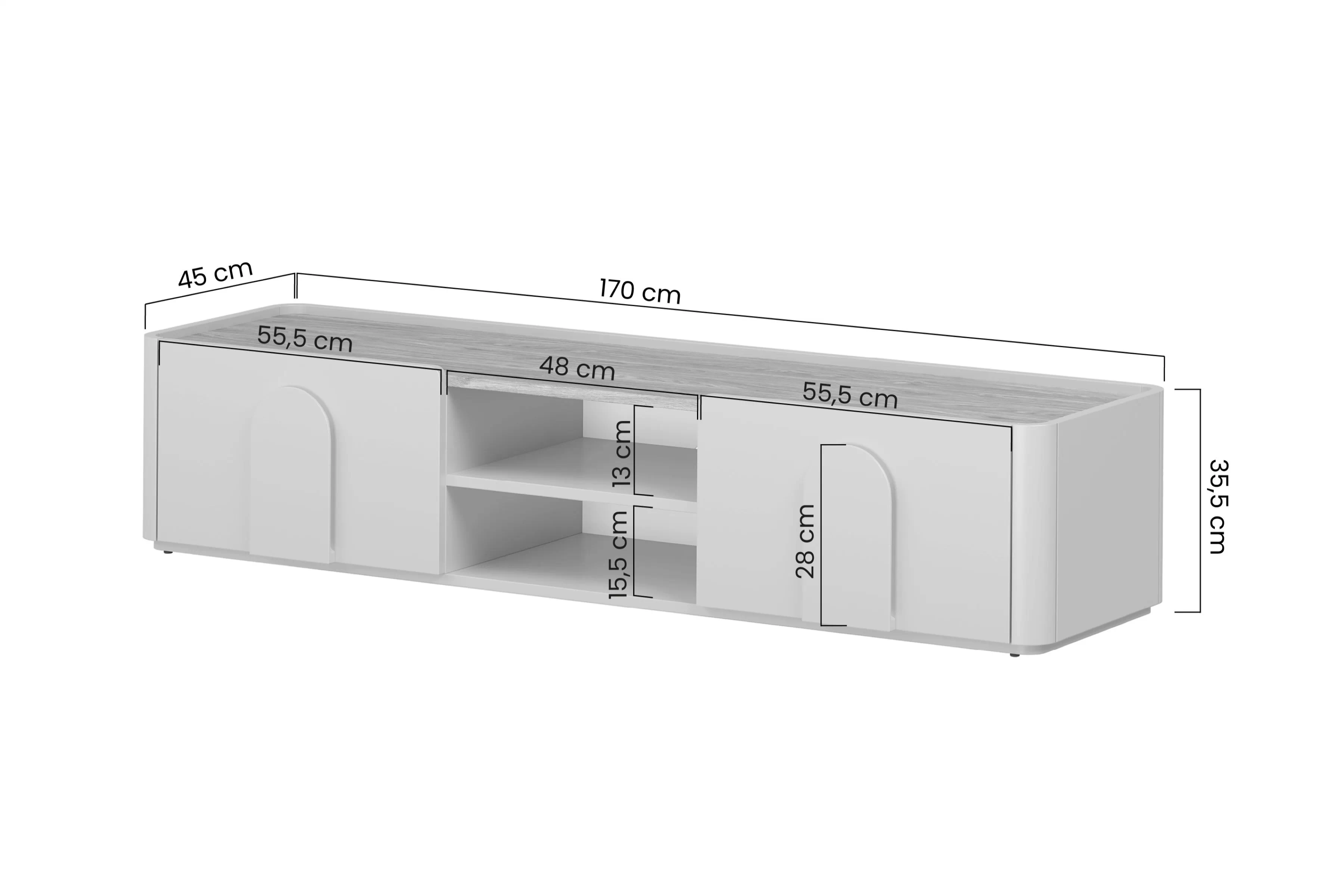 TV skrinka Amilio 170 cm z szuflada - eukaliptus / Dub baltic dune / úchyty Dub prírodné