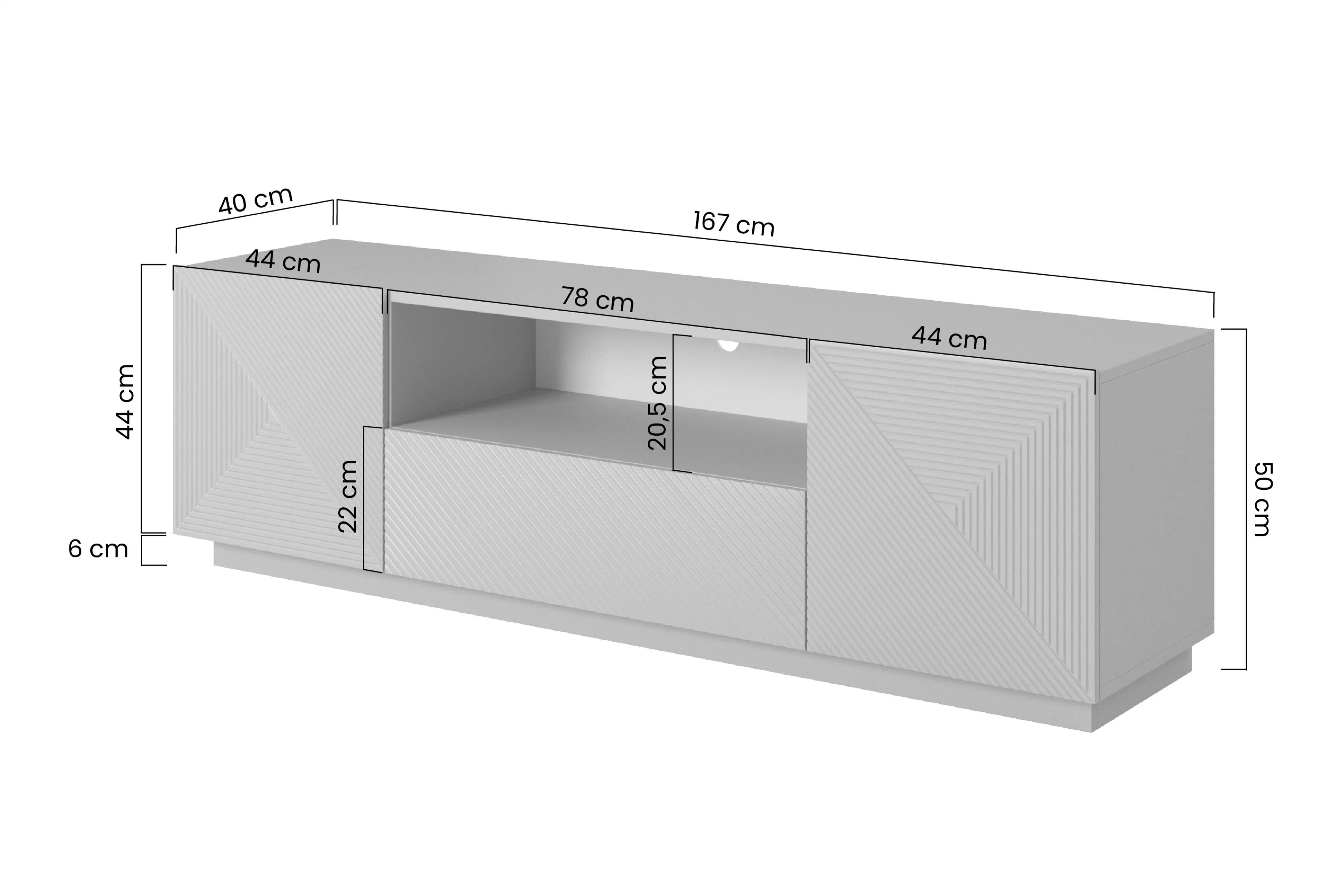 TV skrinka Asha 167 cm z szuflada i wneka - Čierny mat
