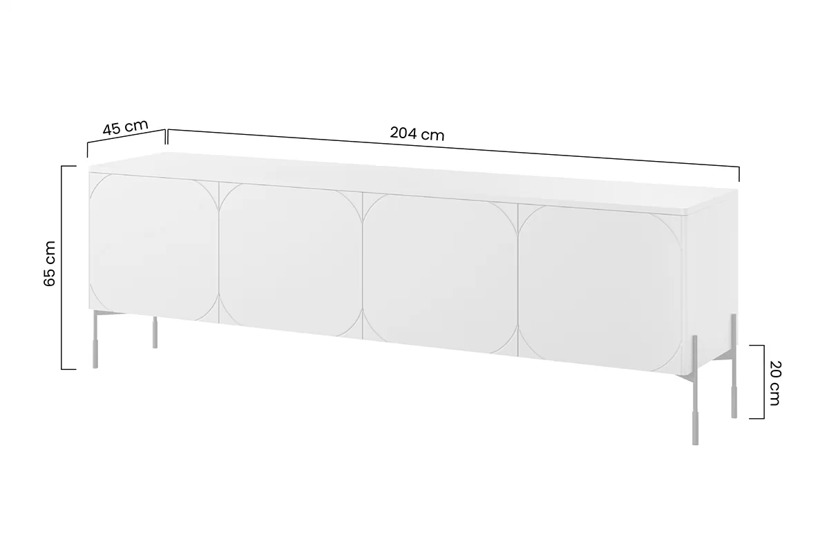 TV skrinka štvordverová Sonatia na kovových nohách 200 cm - burgund