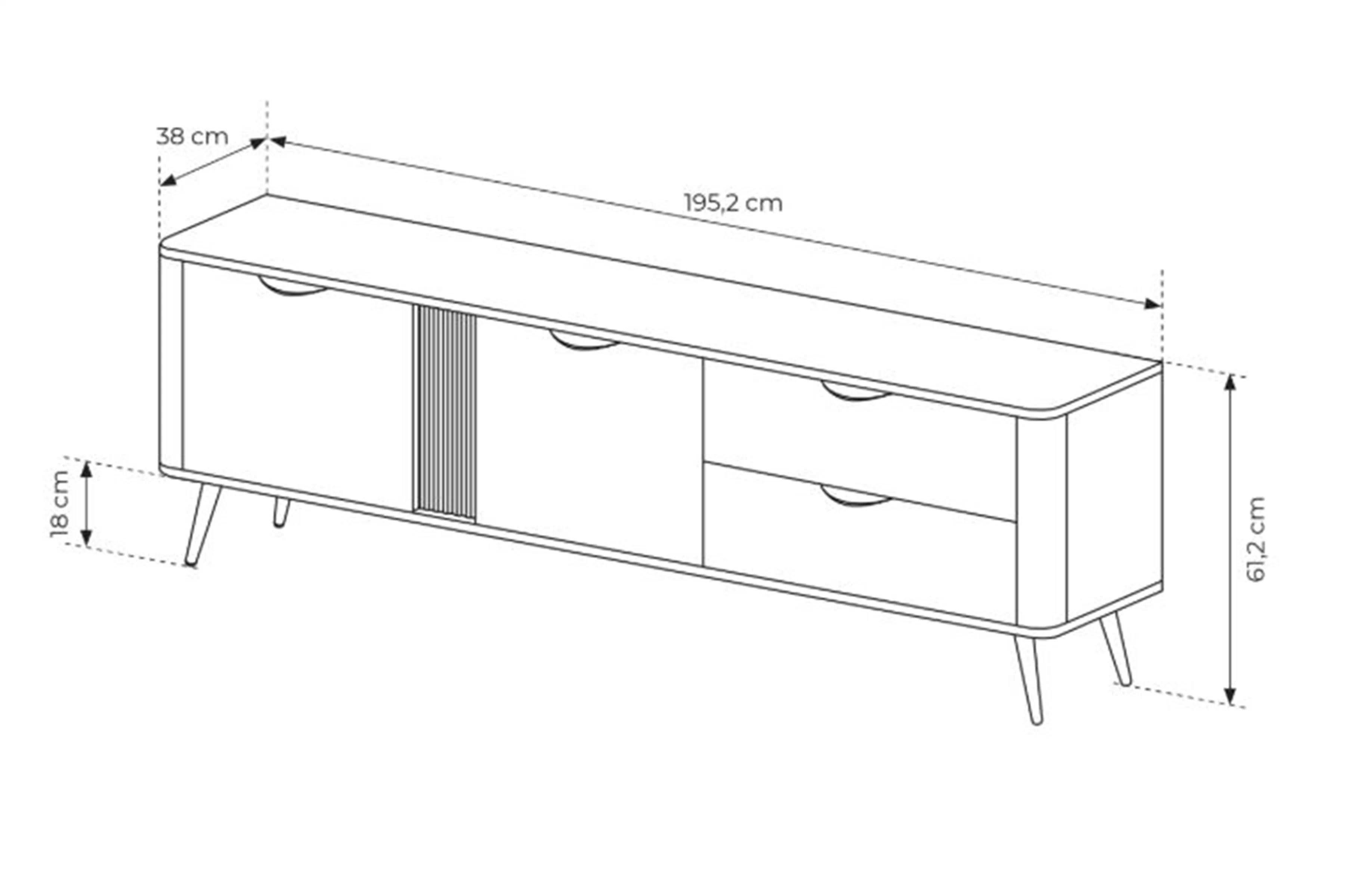 TV skrinka Edrin 195 cm so zásuvkami - Dub dunin / Čierny