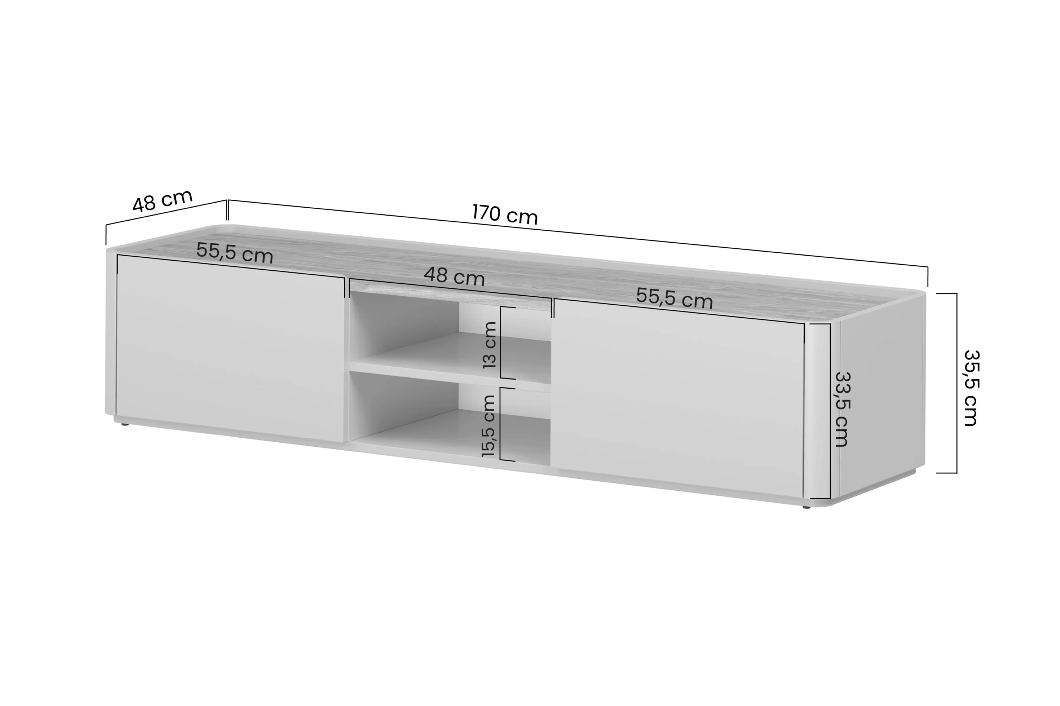 TV skrinka Elivo 170 cm - eukaliptus / Dub baltic dune