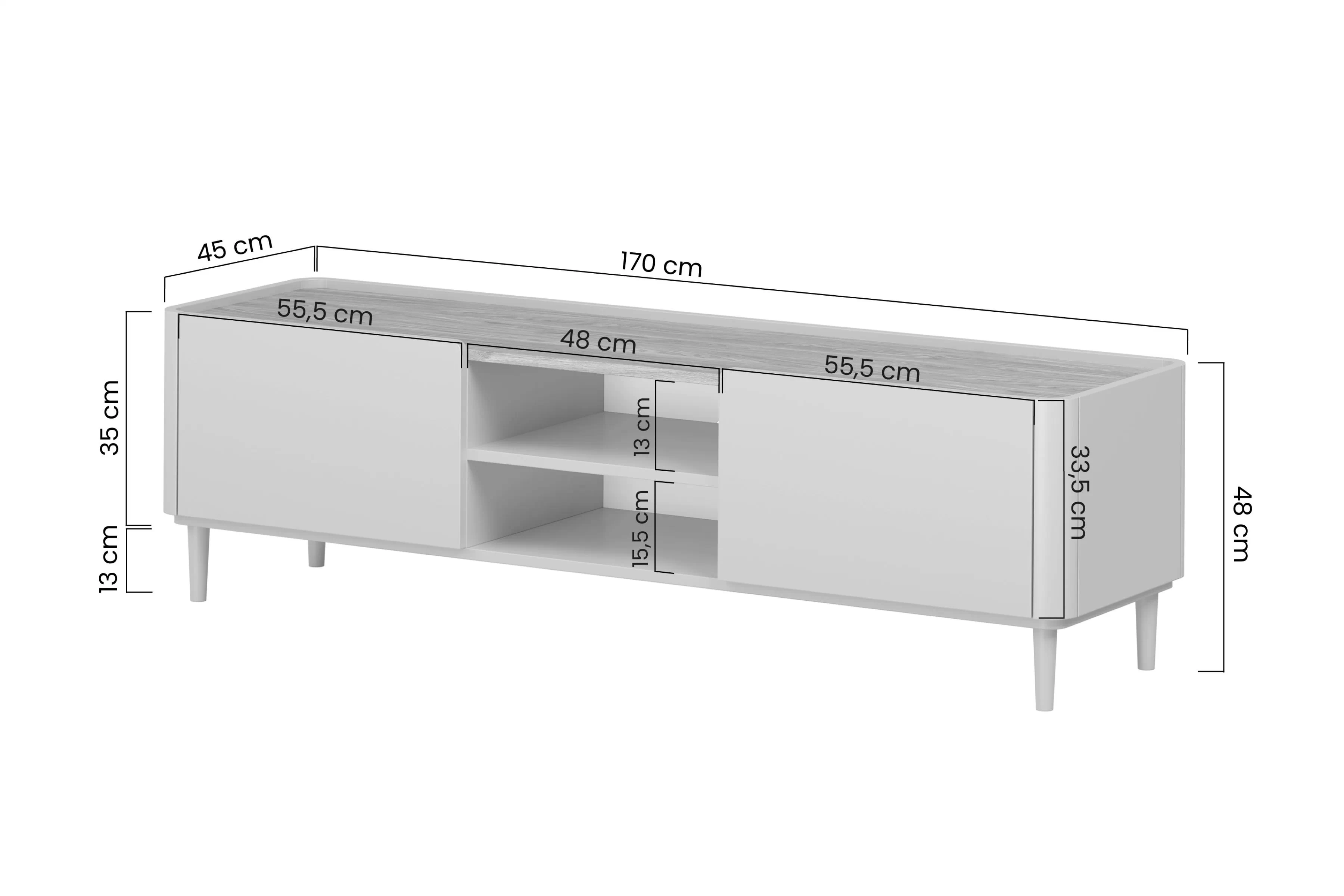 TV skrinka Elivo 170 cm na nôžkach - eukaliptus / Dub baltic dune