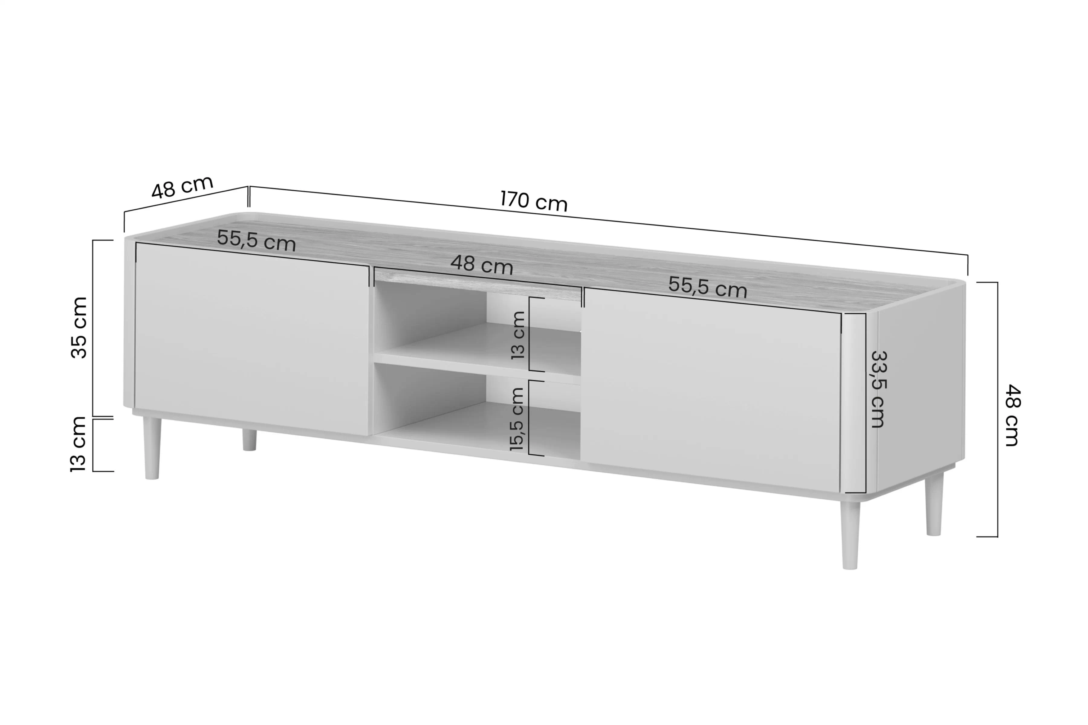 TV skrinka Elivo 170 cm na nôžkach - kašmír / Dub olejowany