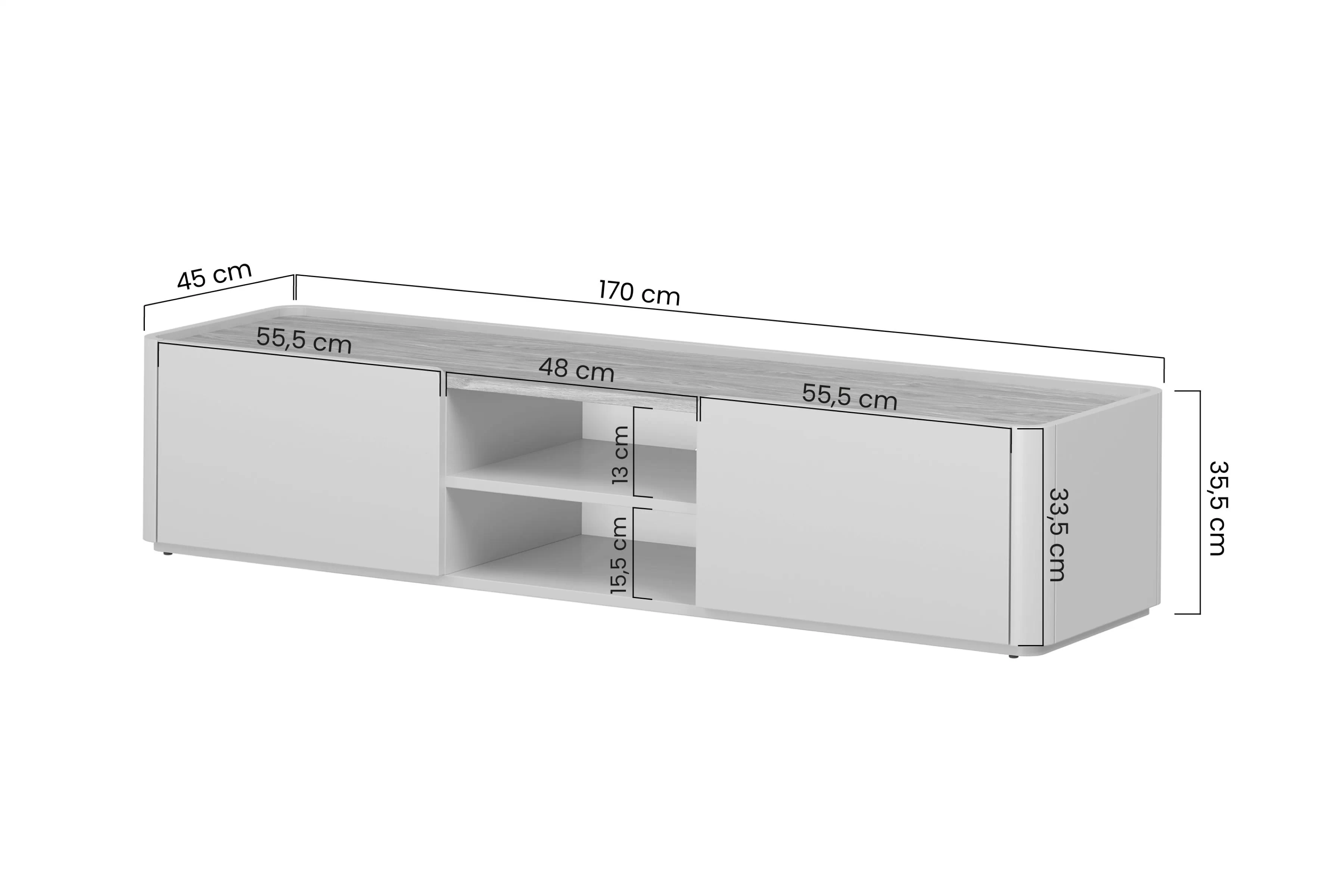 TV skrinka Elivo 170 cm z szuflada - kašmír / Dub olejowany