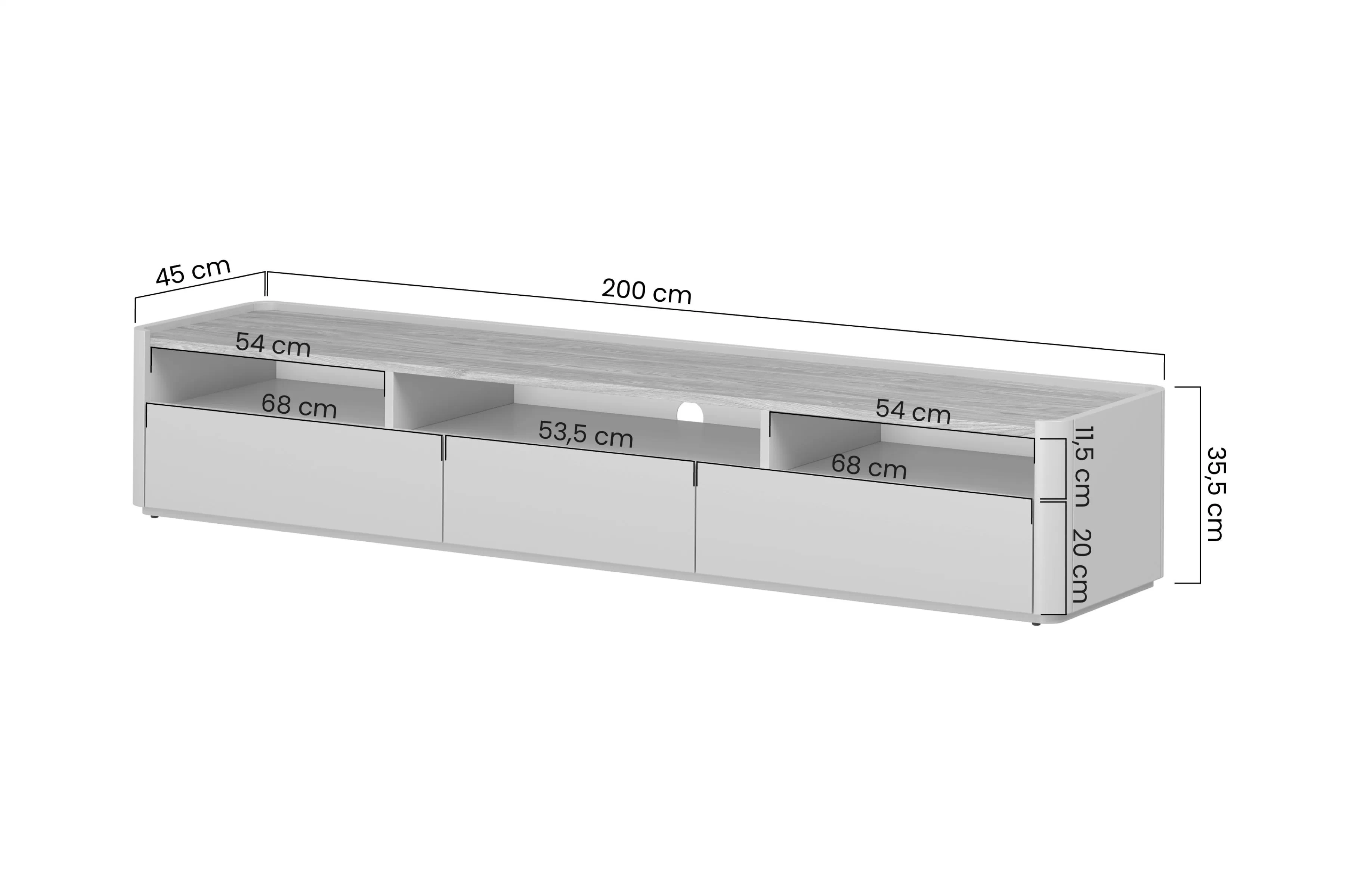 TV skrinka Elivo 200 cm - eukaliptus / Dub baltic dune